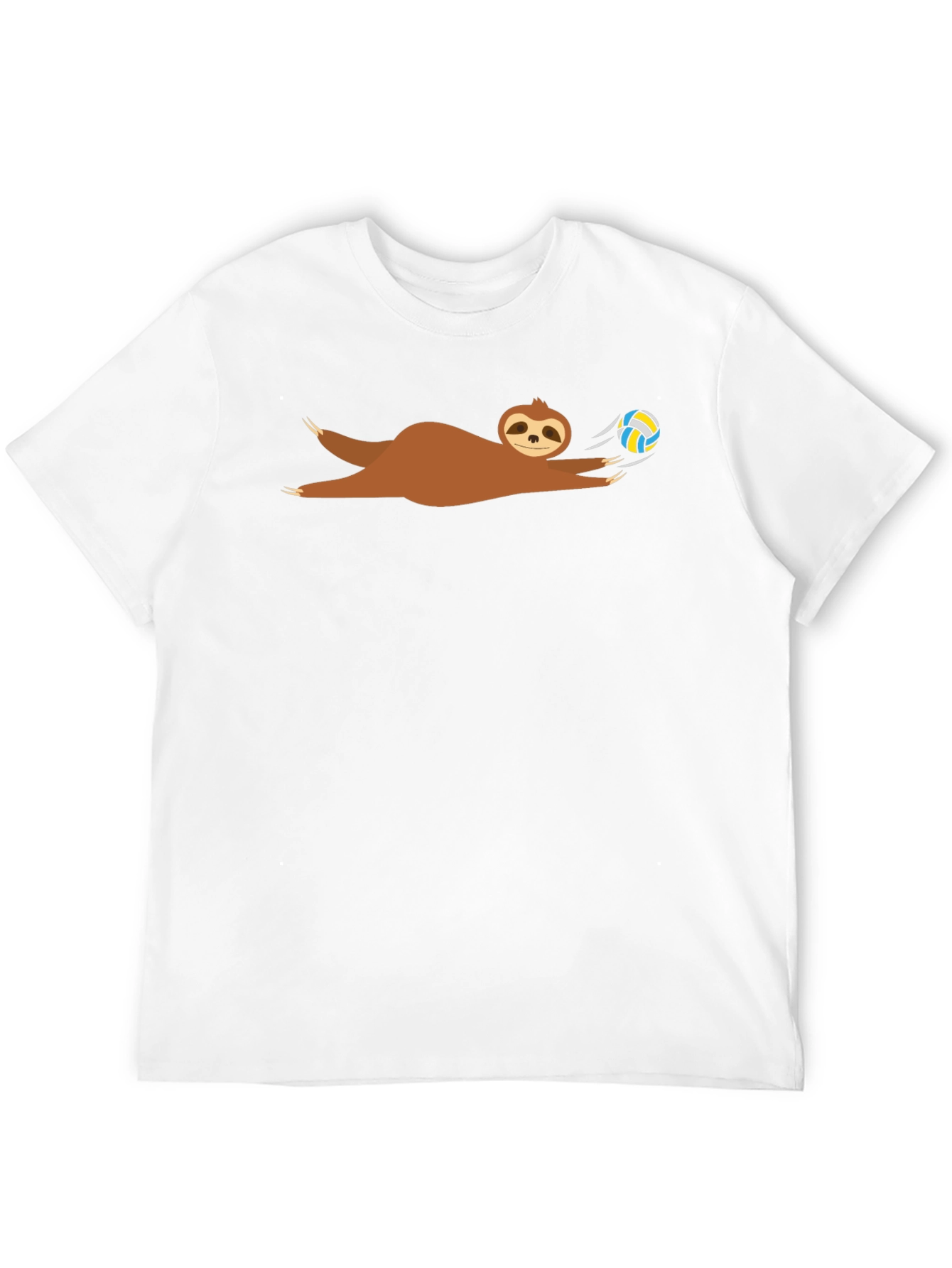 Black Volleyball Sloth Graphic T-Shirt - Funny Casual Tee view 12