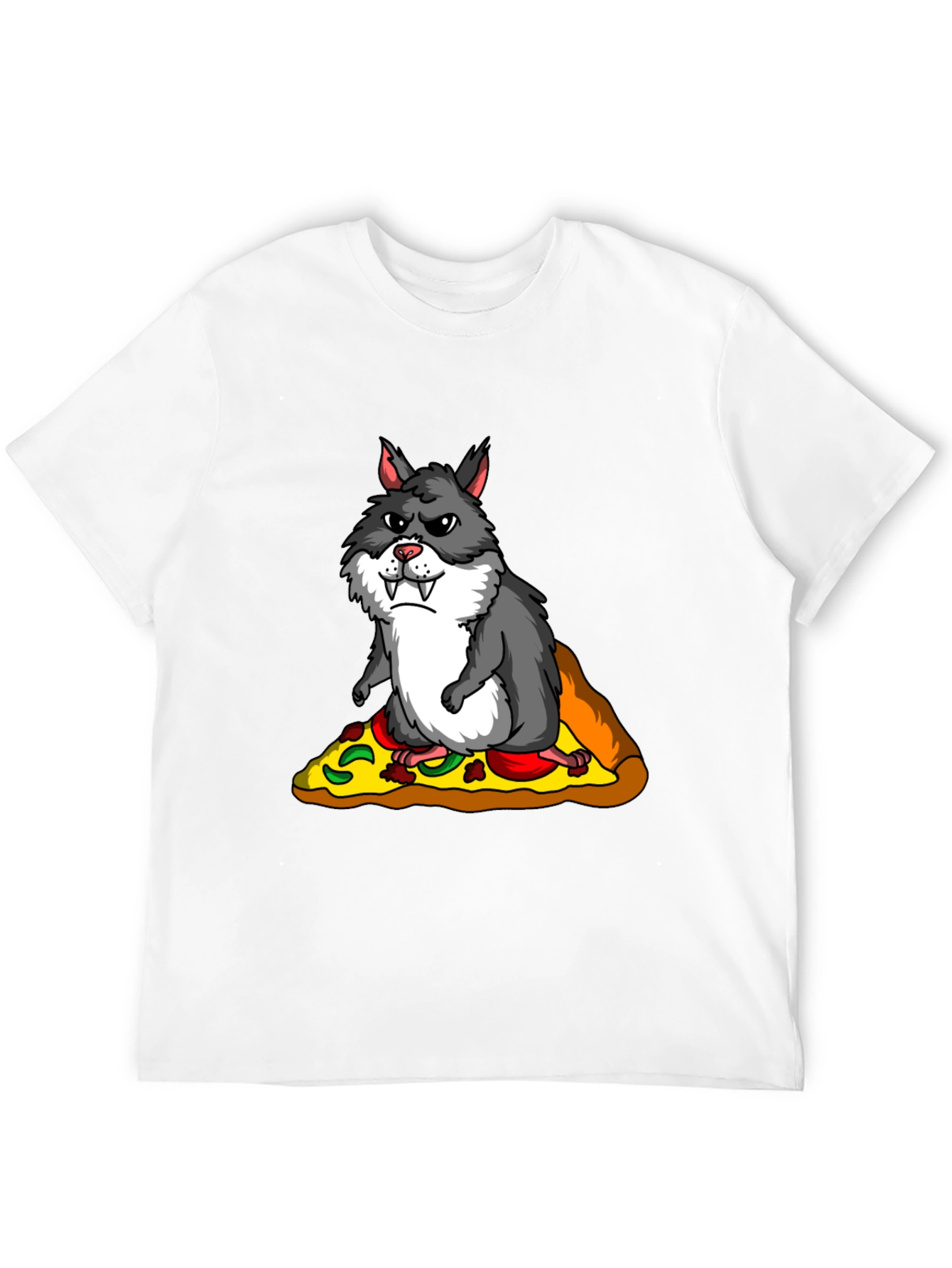 Black Wolf Hamster Pizza T-Shirt - Funny Graphic Tee view 12