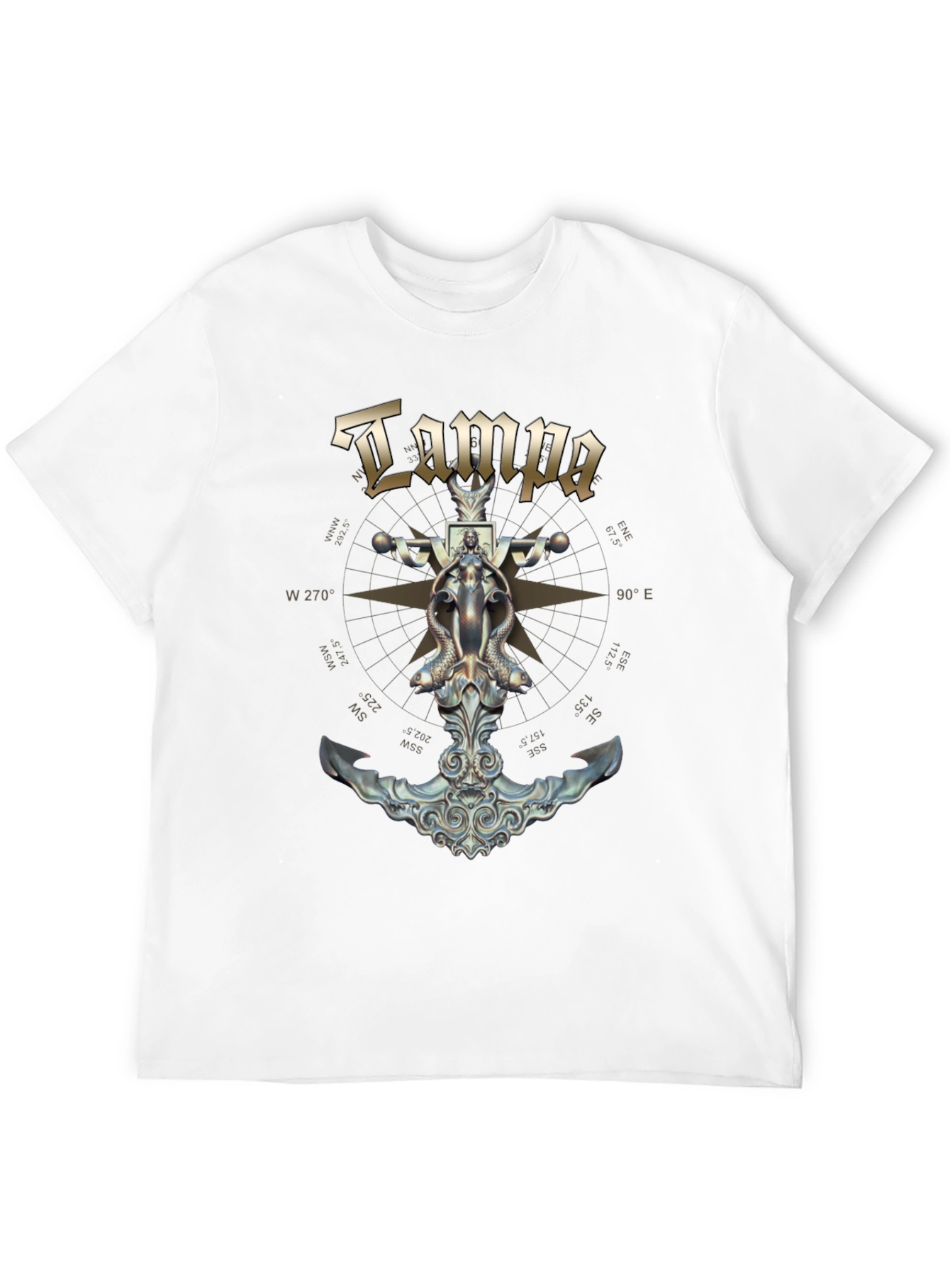 Black Tampa Nautical Anchor Compass T-Shirt view 12