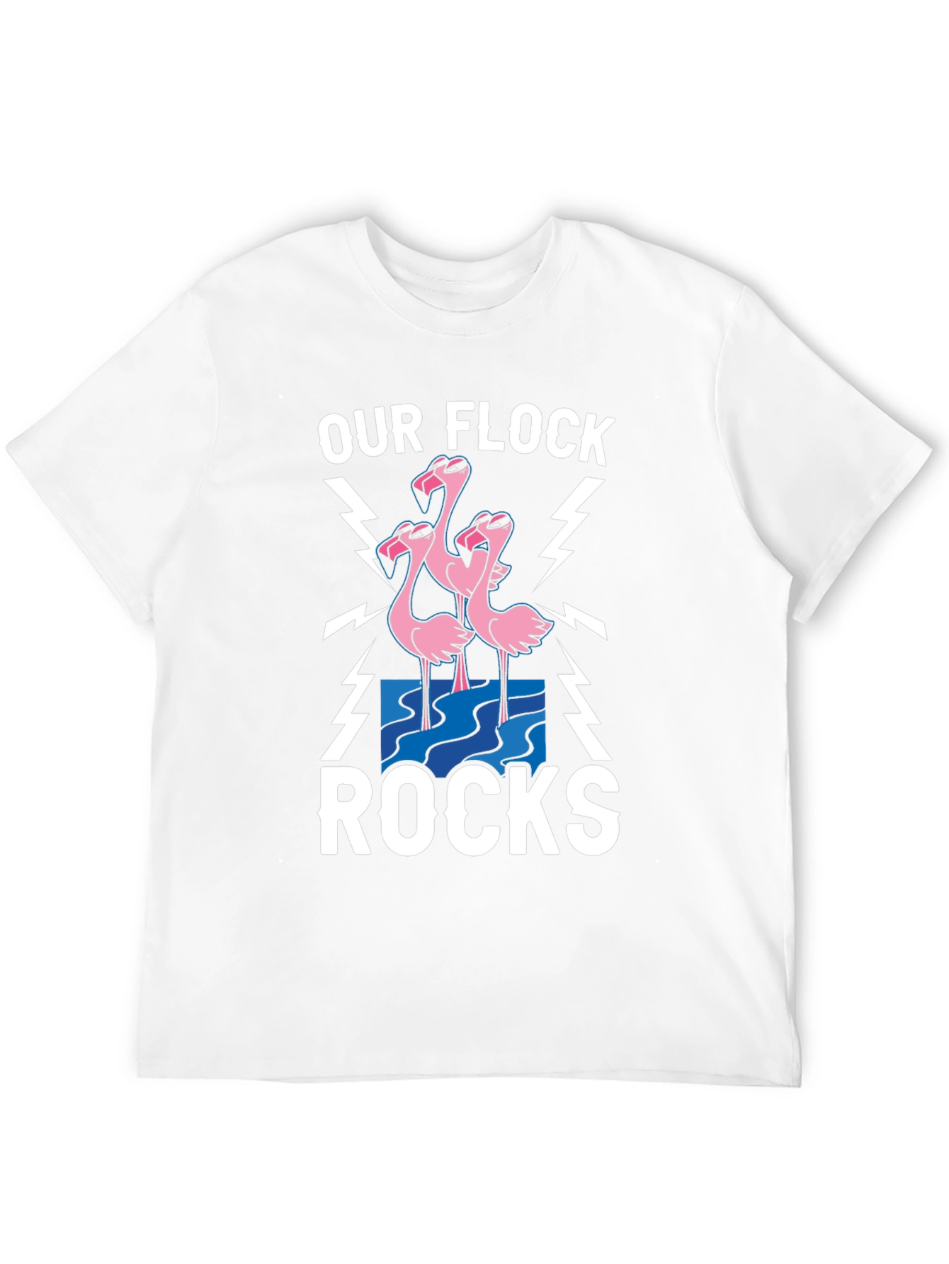 Black Our Flock Rocks T-Shirt - Pink Flamingo Design view 12