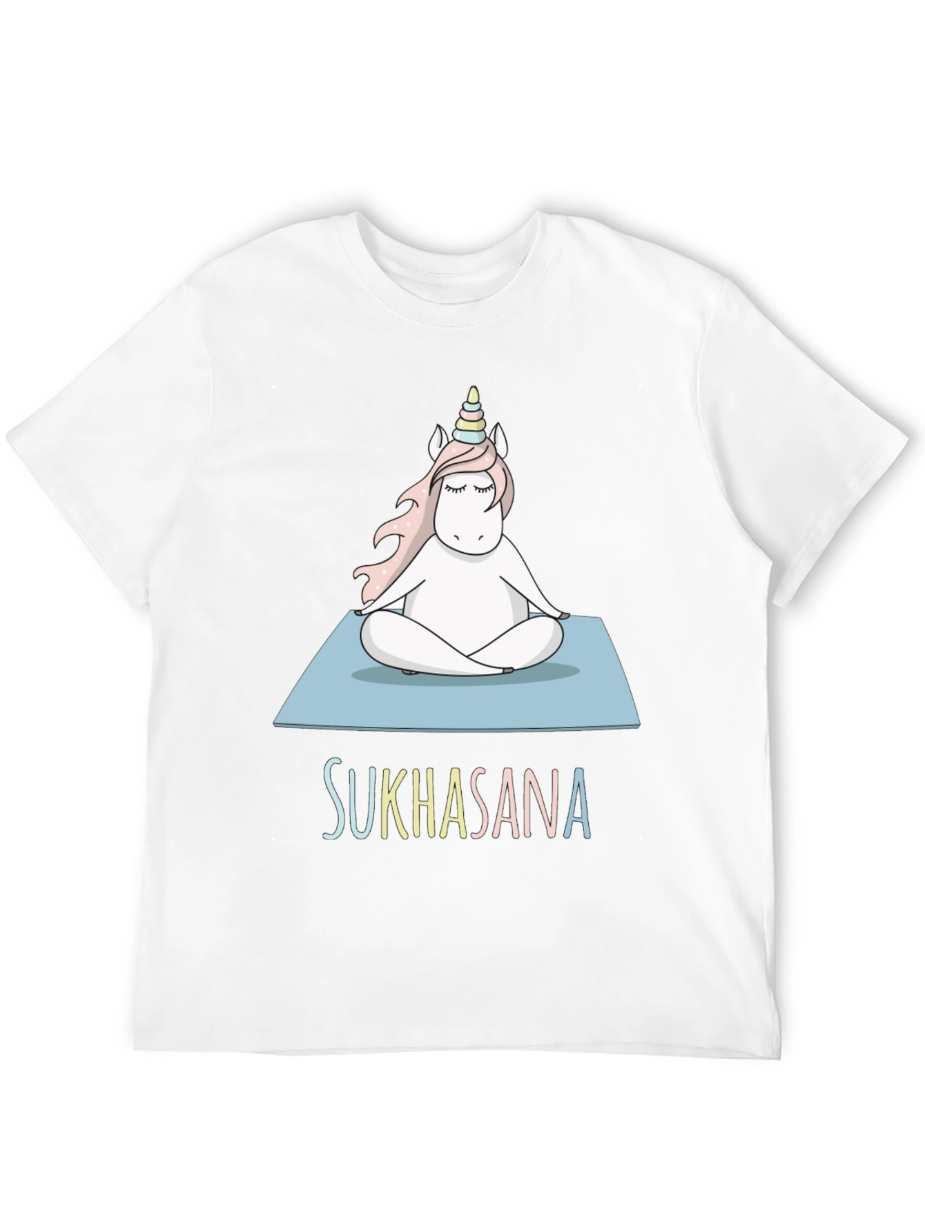Black Unicorn Sukhasana Yoga T-Shirt - Black Cotton Blend view 12