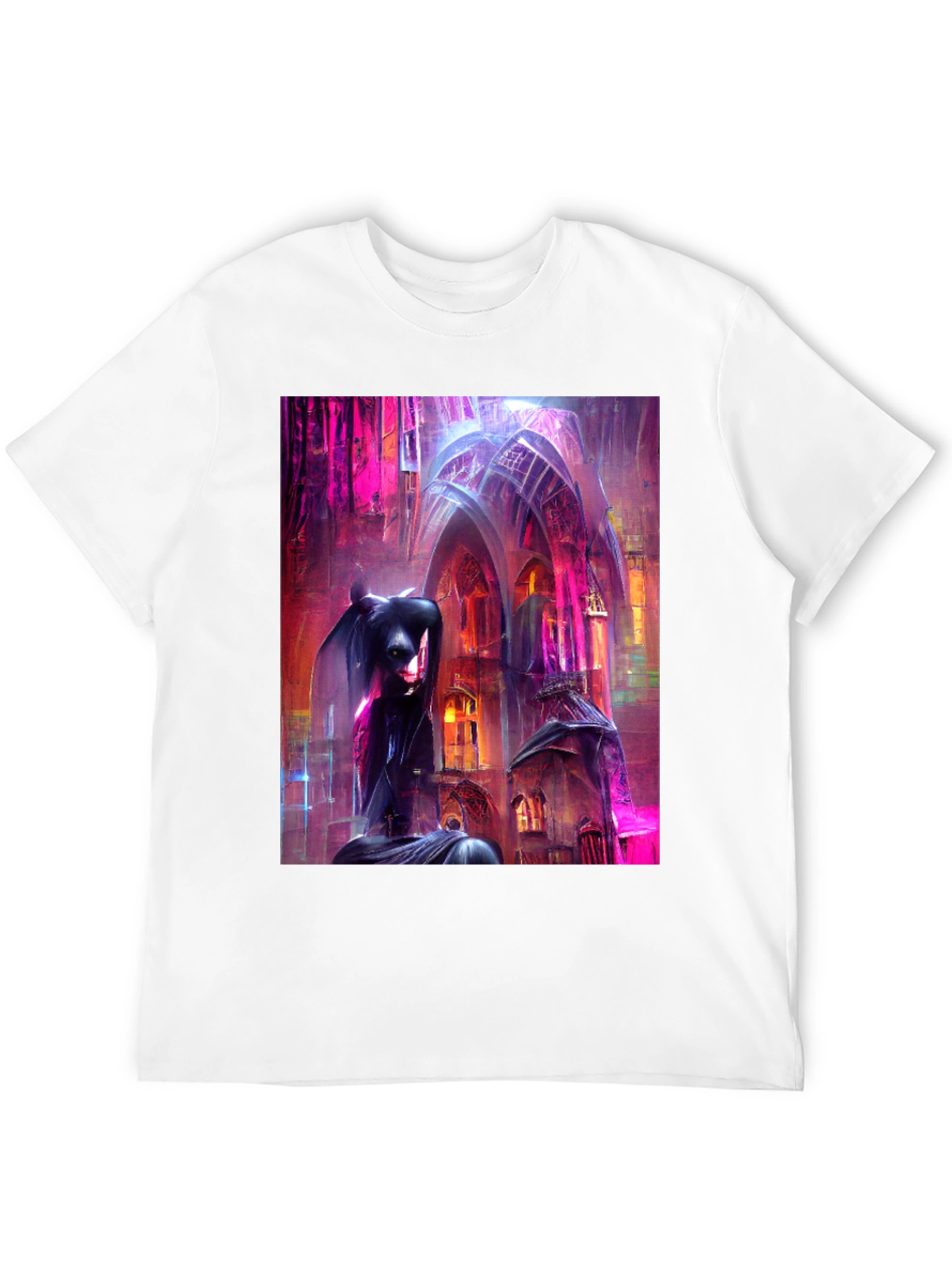 Black Gothic Art Tee - Dark Fantasy Style T-Shirt view 12