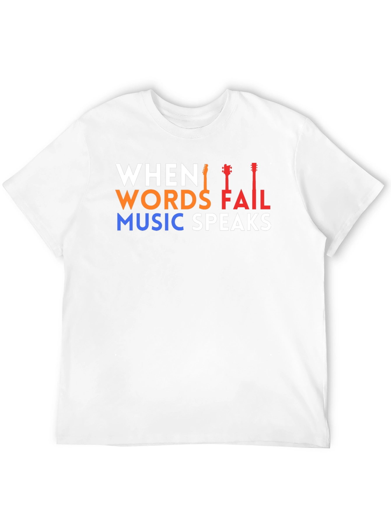 Black When Words Fail Music Speaks T-Shirt view 12