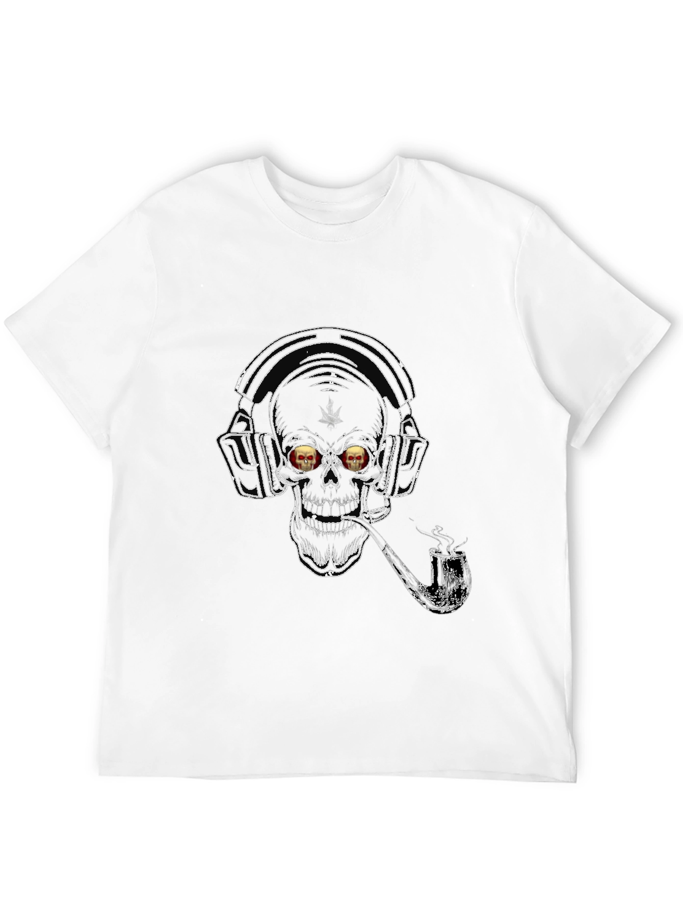 Black Skull with Headphones Graphic T-Shirt view 12