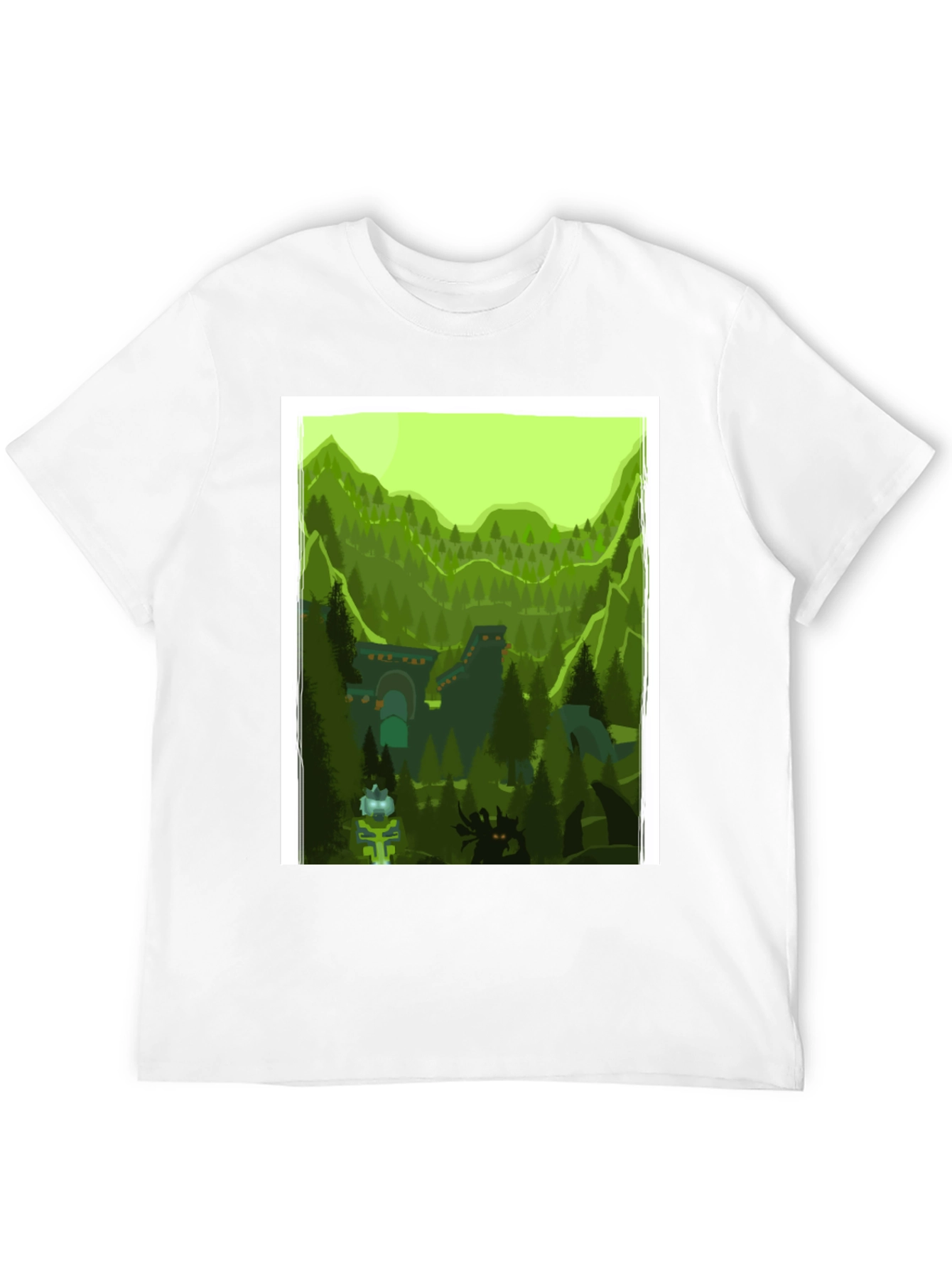 Black Forest Landscape Graphic Tee - Black Cotton T-Shirt view 12