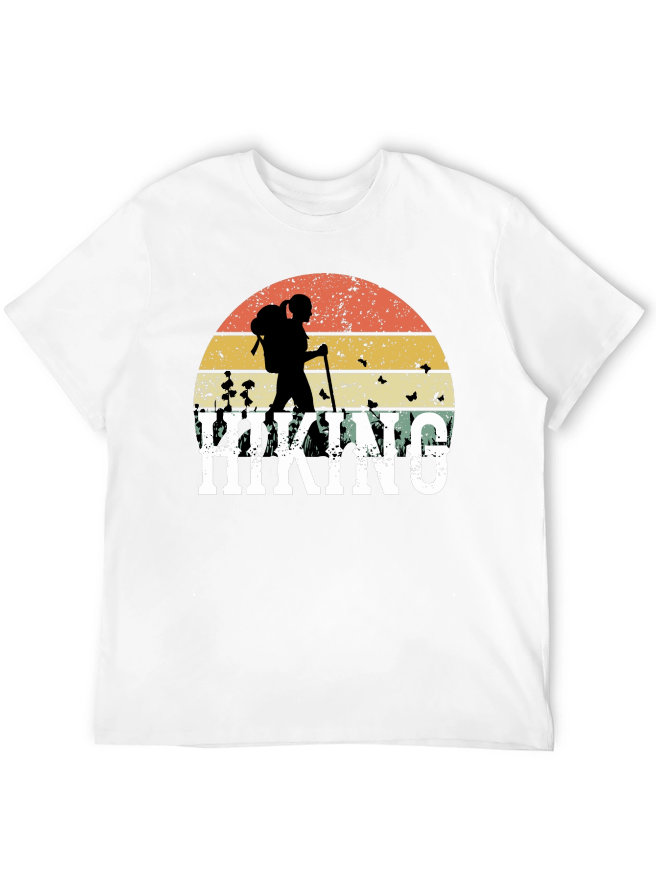 Black Hiking Graphic T-Shirt - Retro Sunset Design view 12