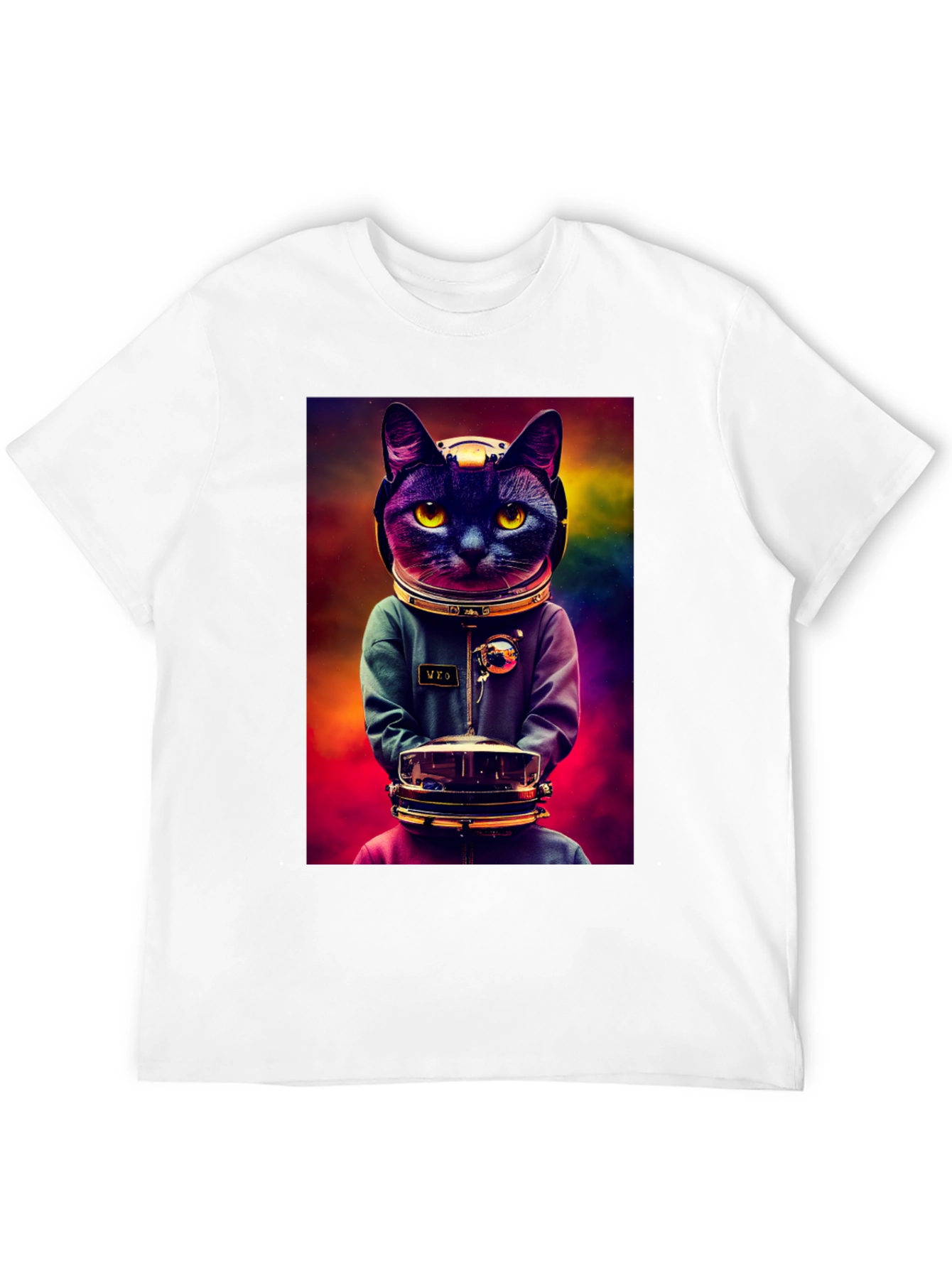 Black Astronaut Cat Graphic Tee - Space Kitten T-Shirt view 12