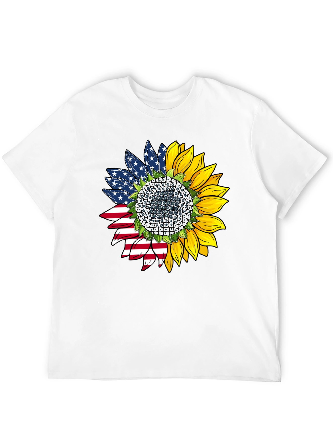 Black American Flag Sunflower Graphic Tee view 12