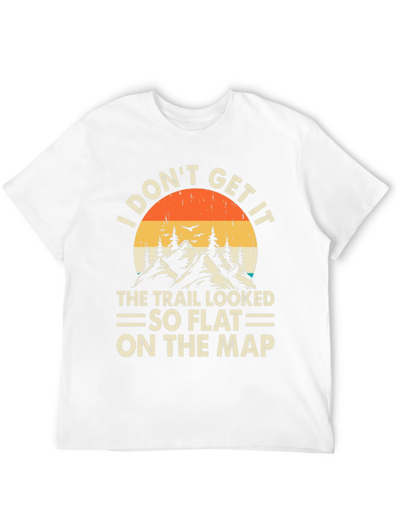 Black Funny Hiking T-Shirt - So Flat On The Map view 12