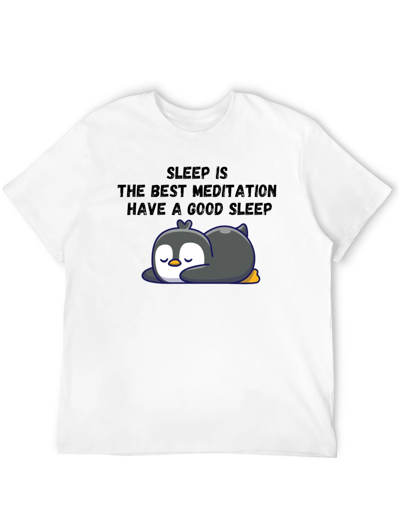 Black Sleep Meditation Penguin T-Shirt view 12