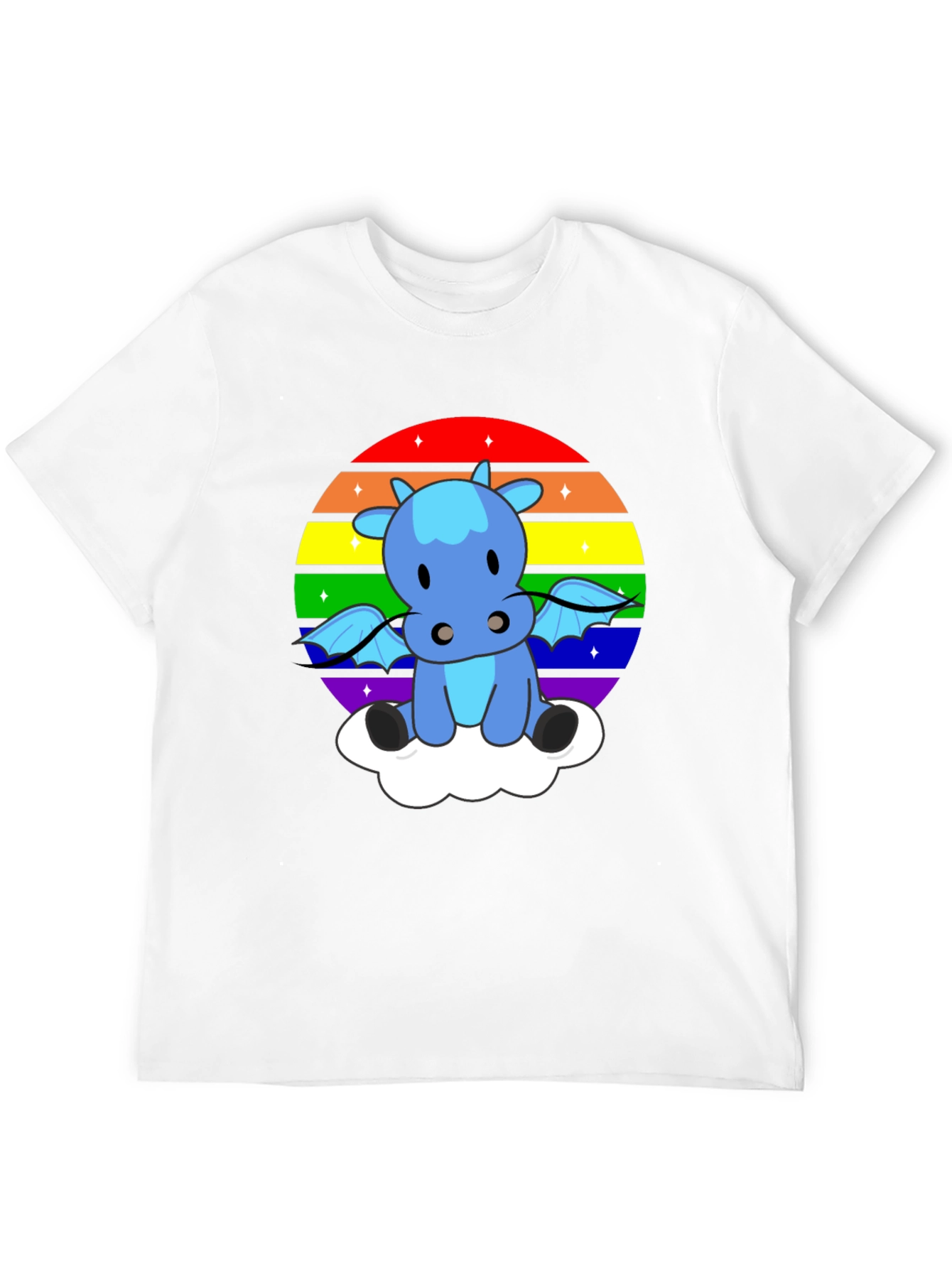 Black Rainbow Dragon on Cloud T-Shirt view 12