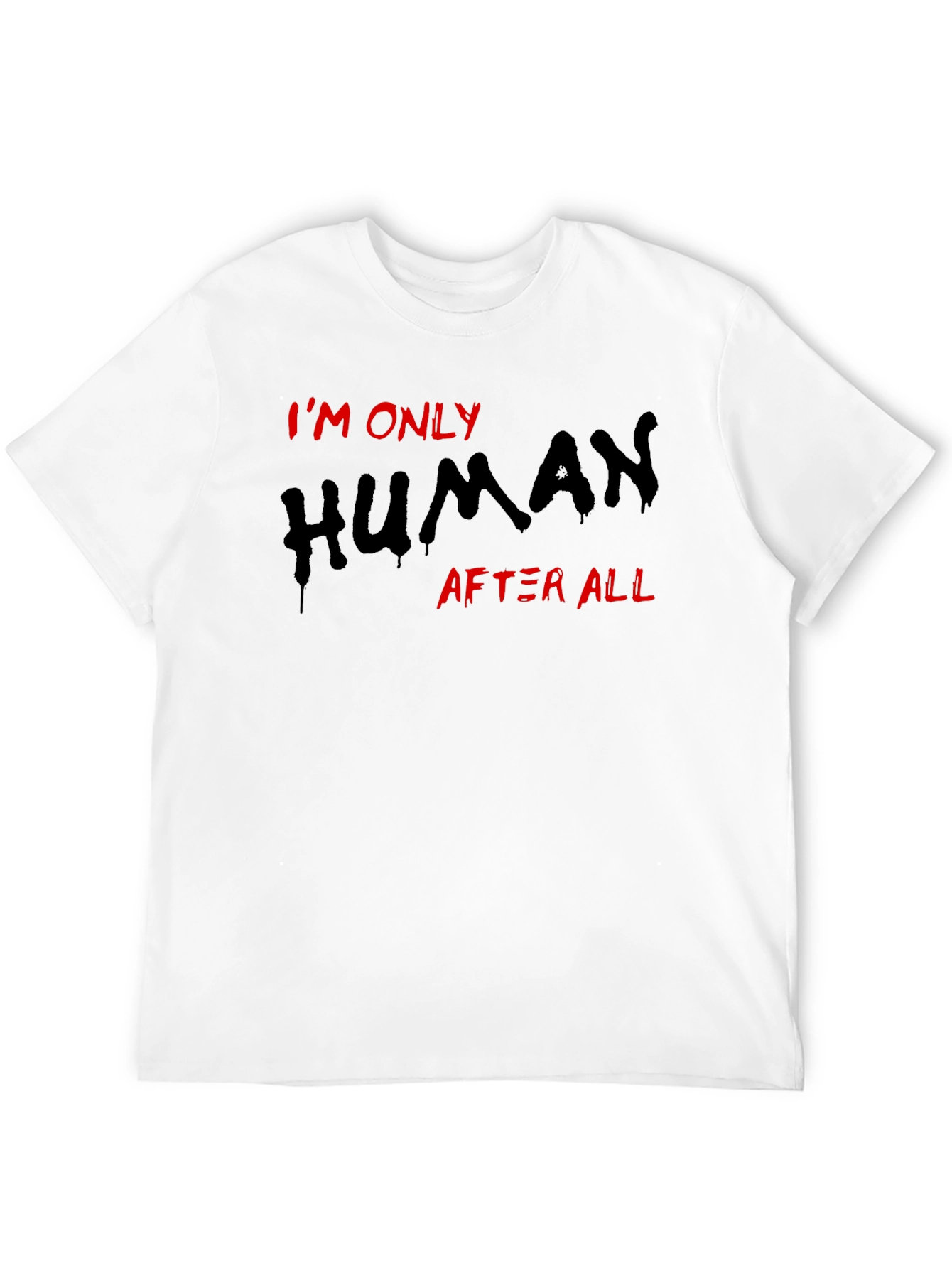 Black I'm Only Human T-Shirt, Black Tee view 12