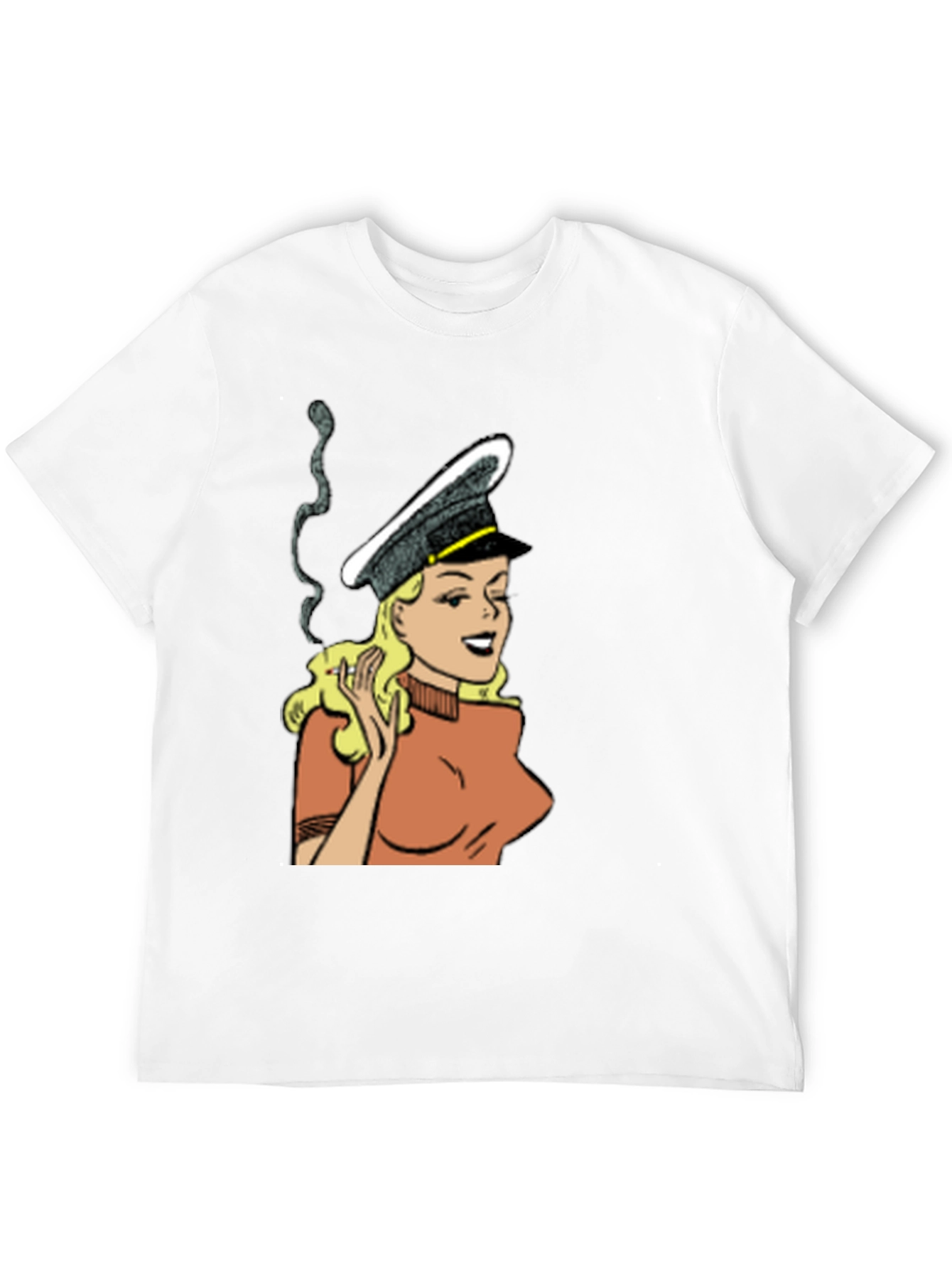 Black Smoking Cartoon Woman Black T-Shirt view 12