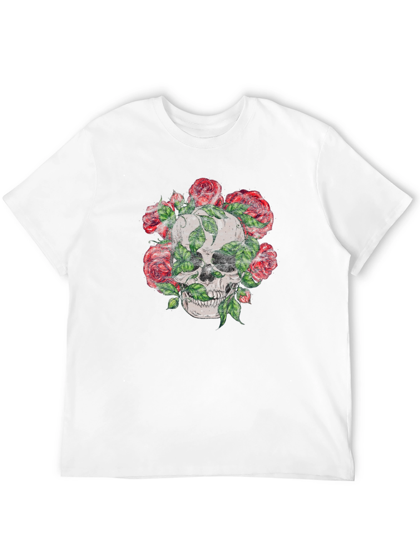 Black Skull & Roses Graphic Tee - Men's Black T-Shirt view 12