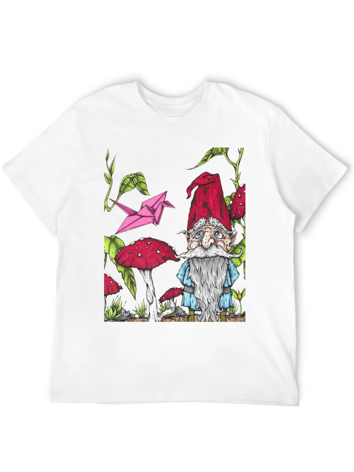 Black Gnome & Mushroom T-Shirt - Unique Graphic Tee view 12