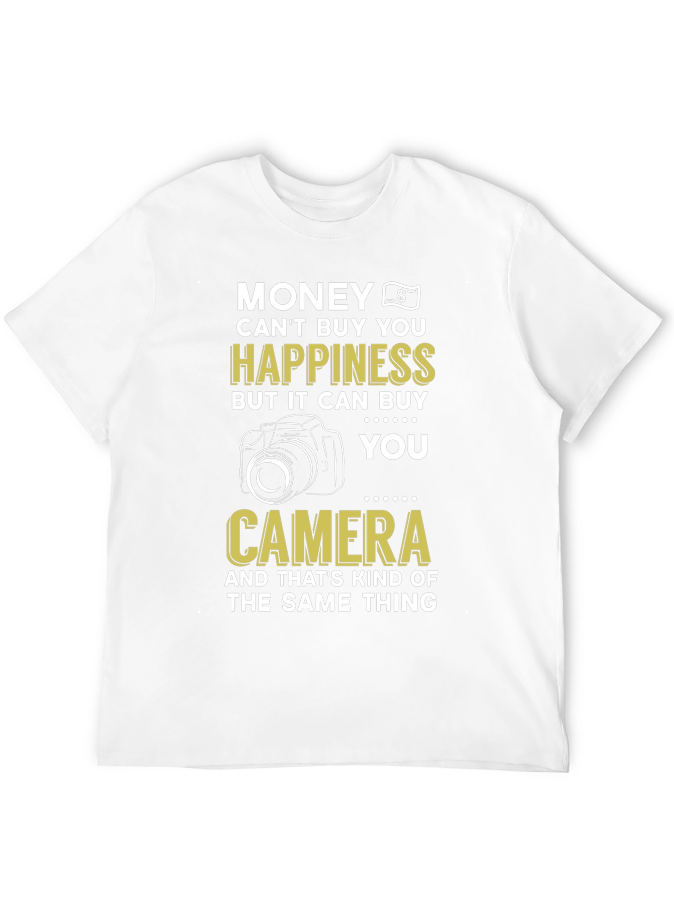 Black Funny Photography T-Shirt, Money Can't Buy Happiness Camera Tee view 12