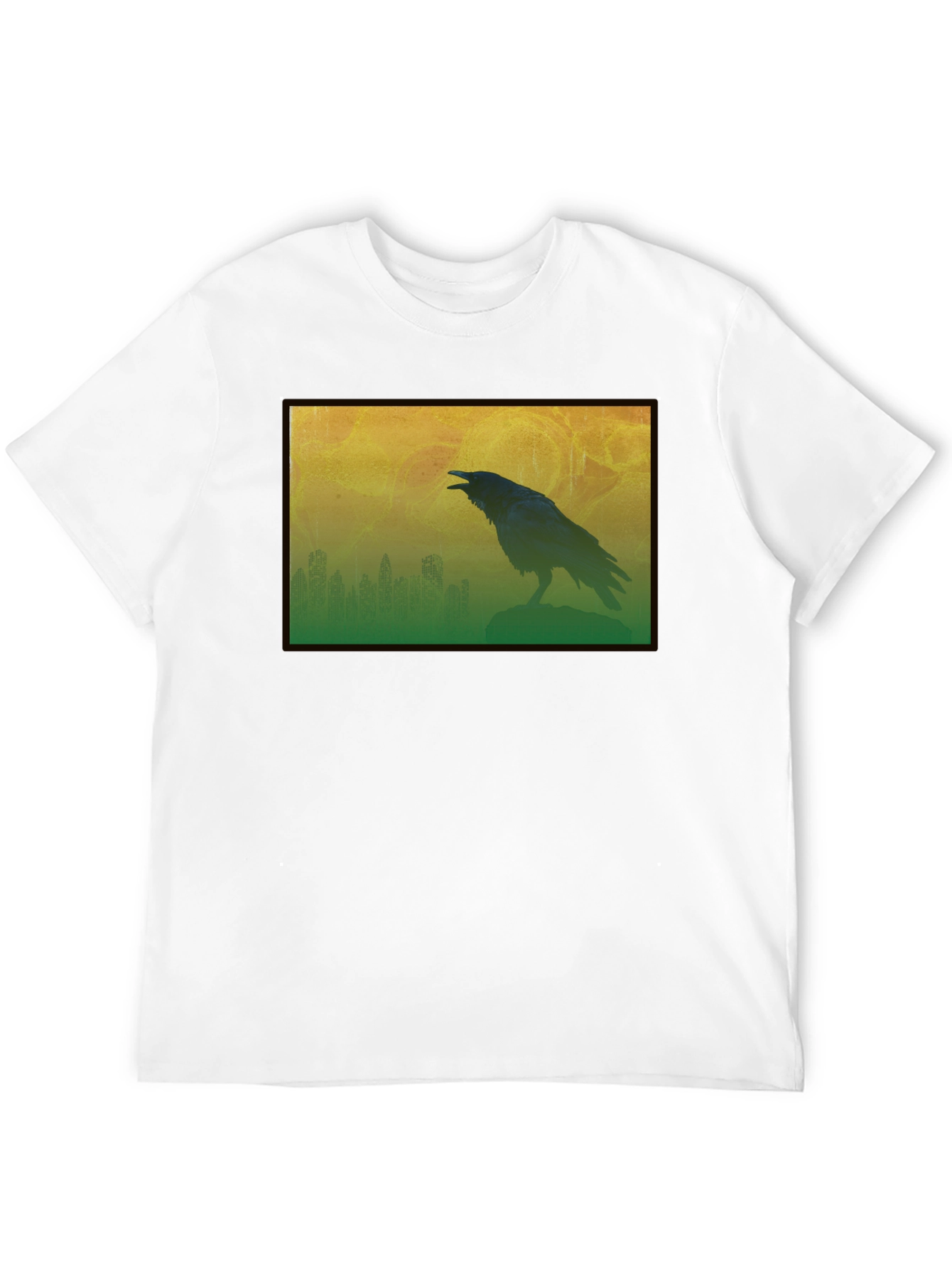 Black Raven Silhouette Graphic Tee - Men's Black T-Shirt view 12