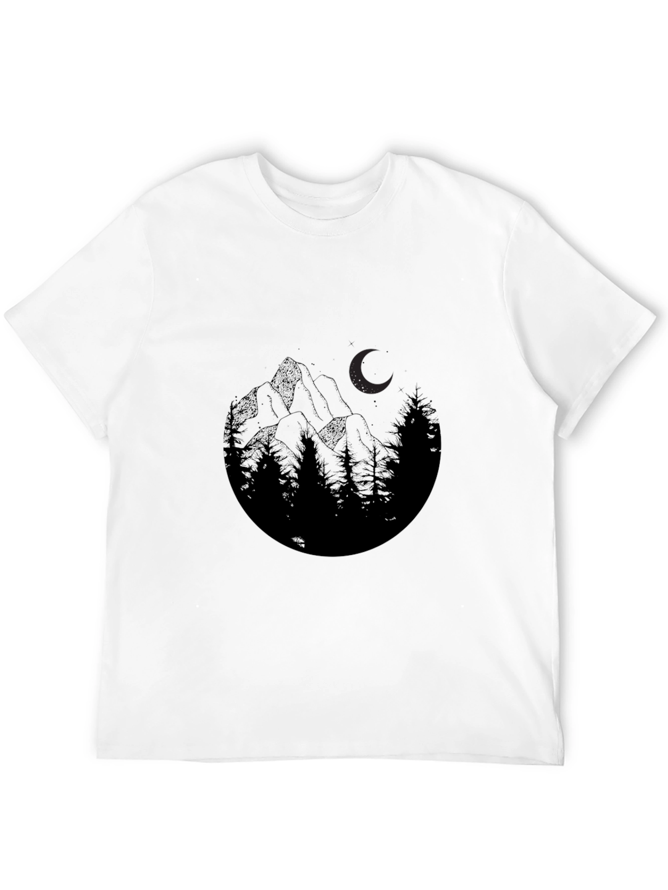Black Mountain Moon Graphic Tee - Black Cotton Blend view 12