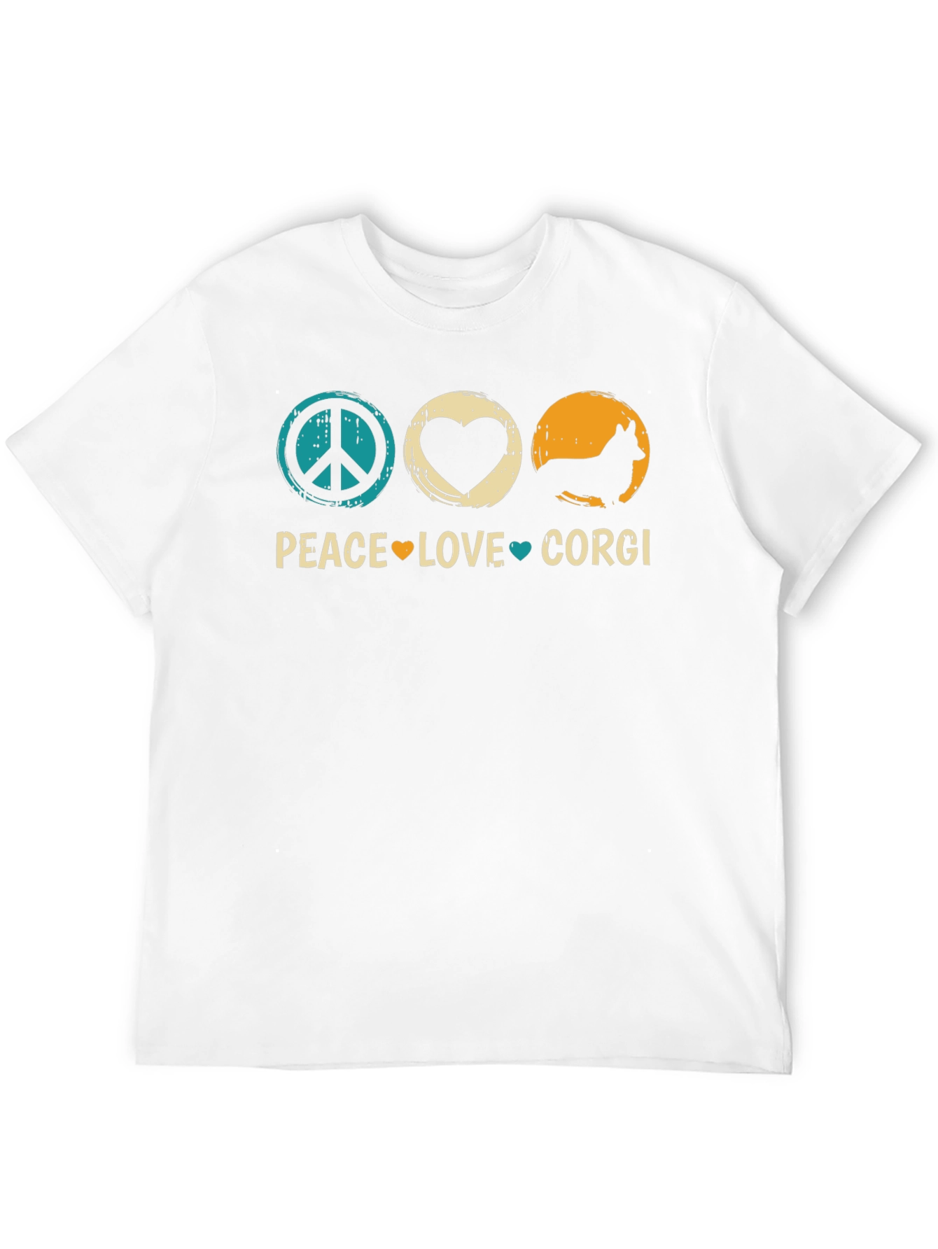 Black Peace Love Corgi T-Shirt - Unisex Cotton Tee view 12