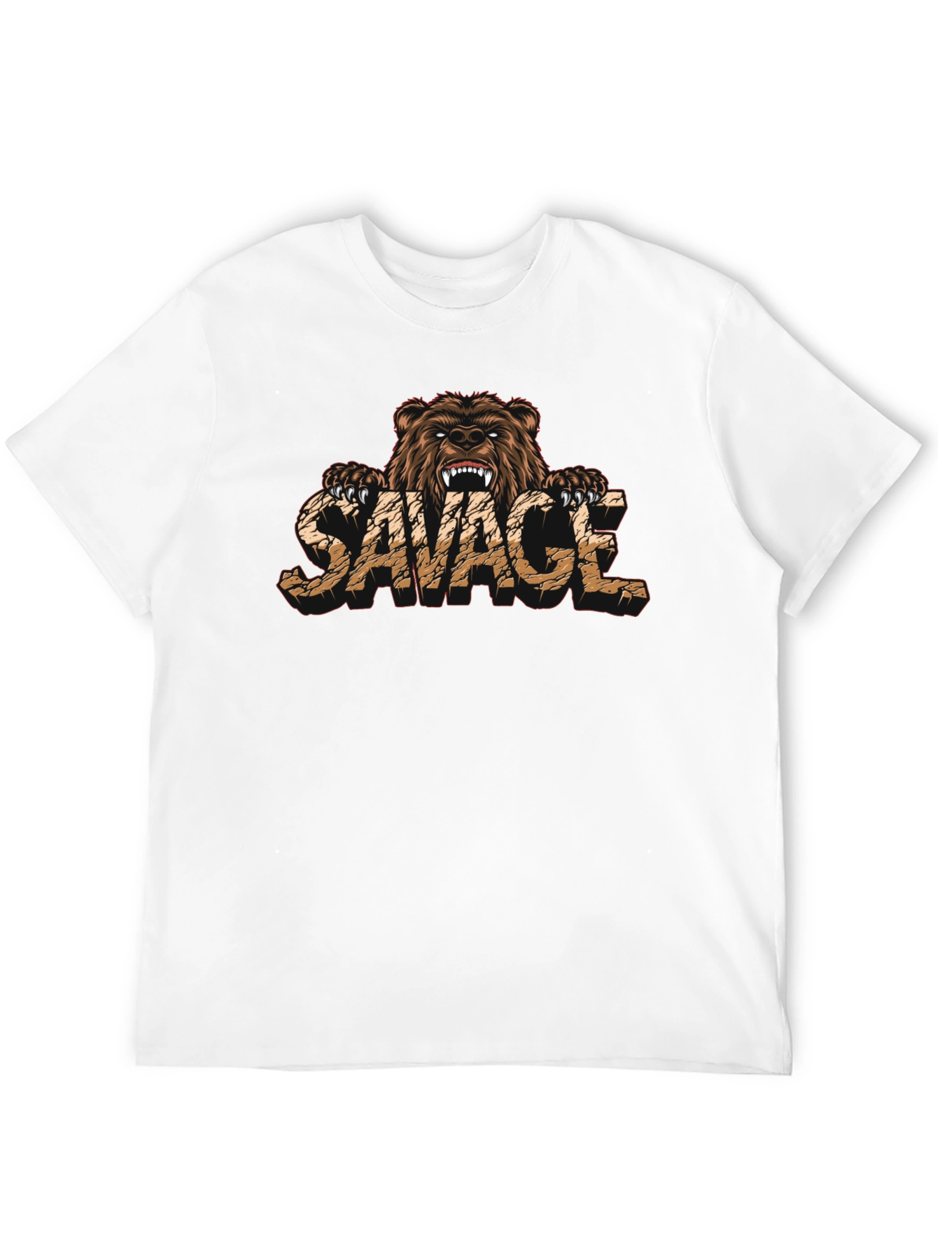 Black Savage Bear Graphic Print T-Shirt view 12