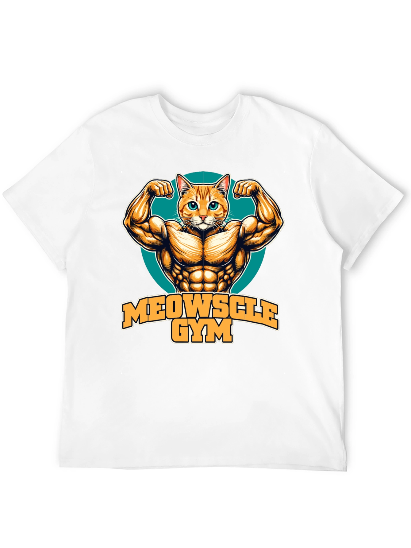 Black Meowscle Gym Black T-Shirt - Muscle Cat Design view 12