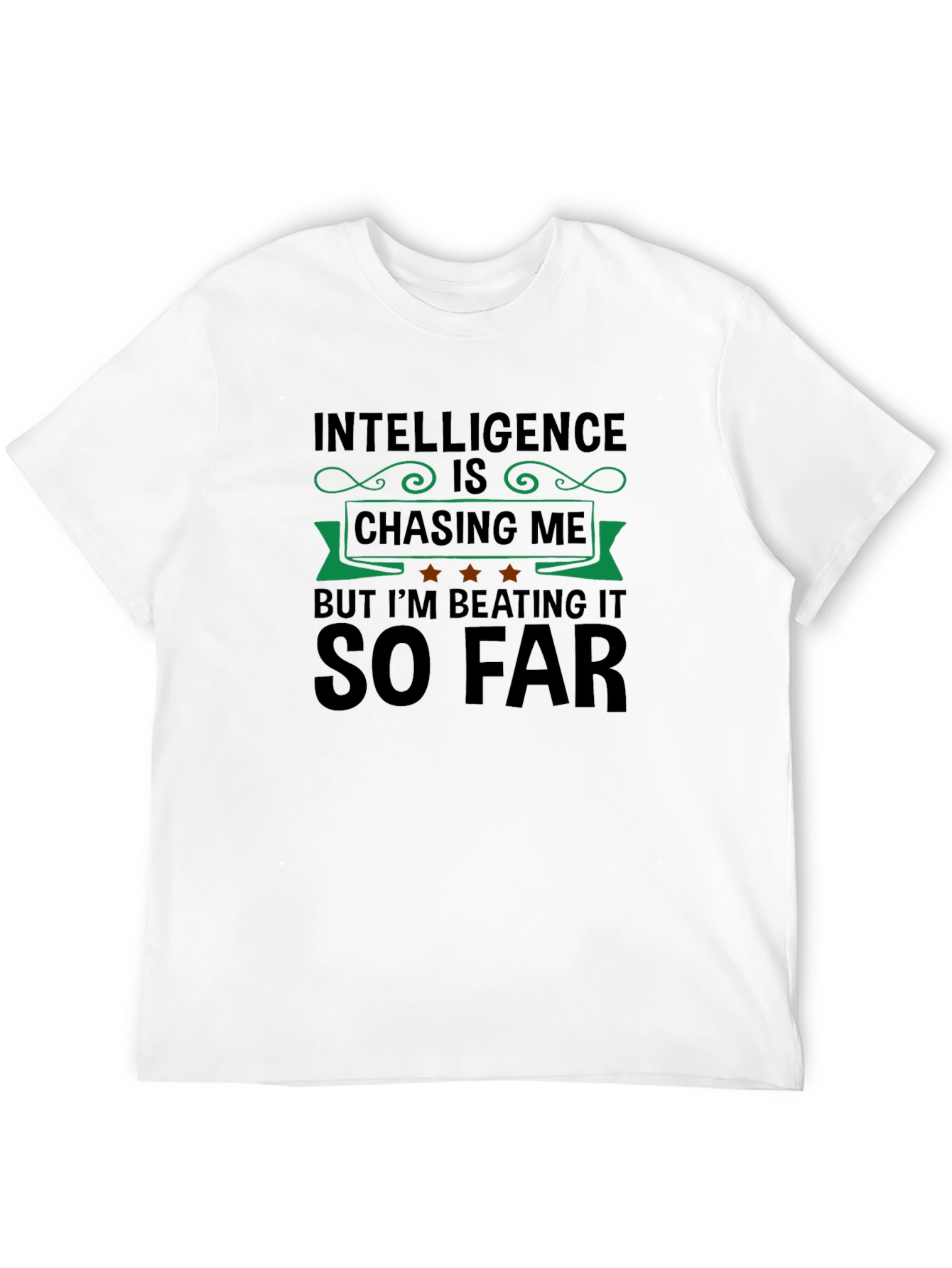 Black Funny Intelligence Chasing Me Graphic Tee view 12