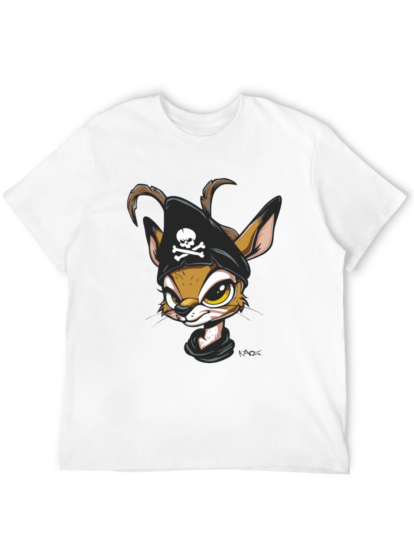 Black Pirate Fawn Graphic Tee - Unique Cartoon T-Shirt view 12