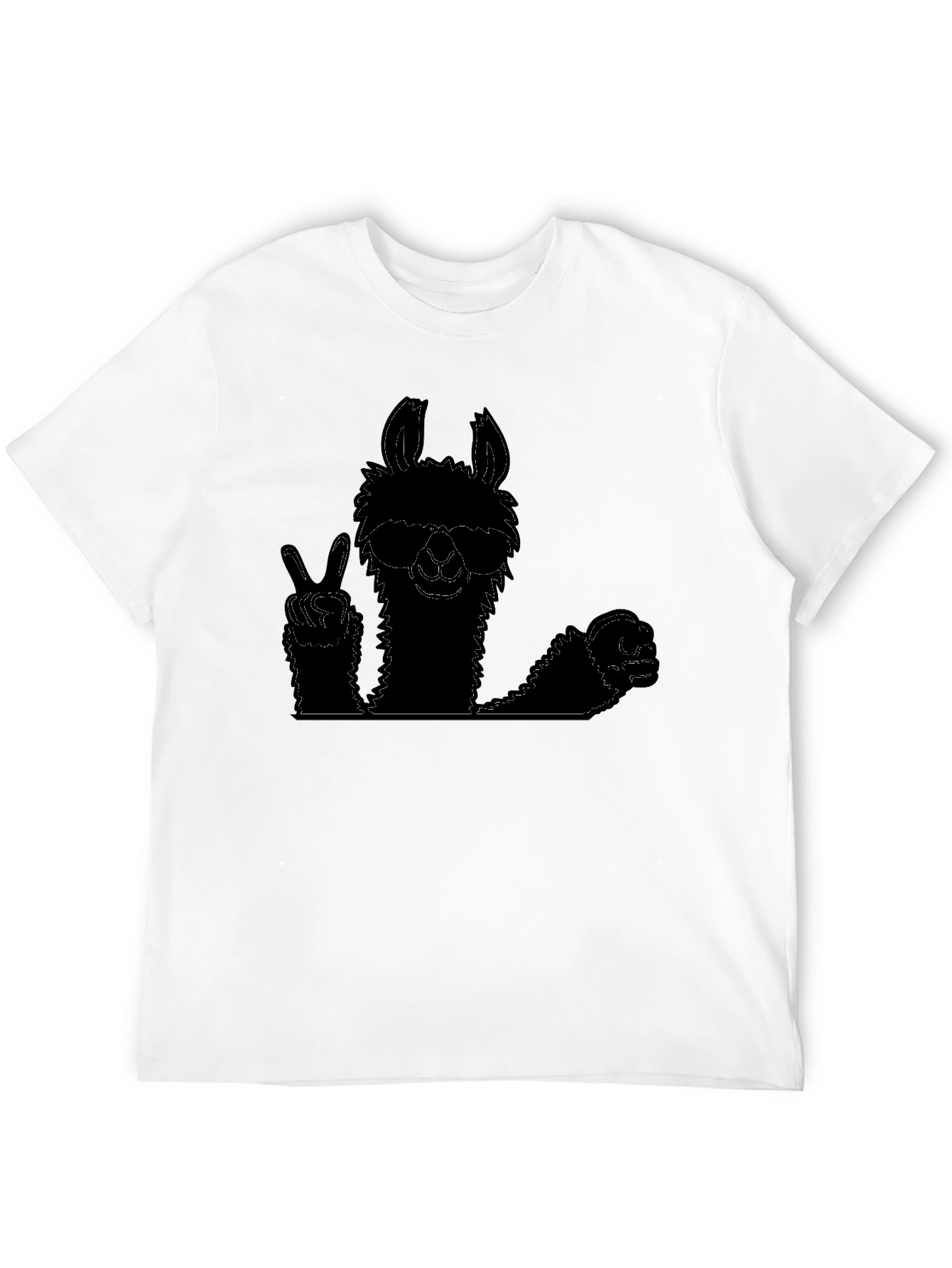 Black Cool Llama Graphic Tee - Peace Out Style view 12