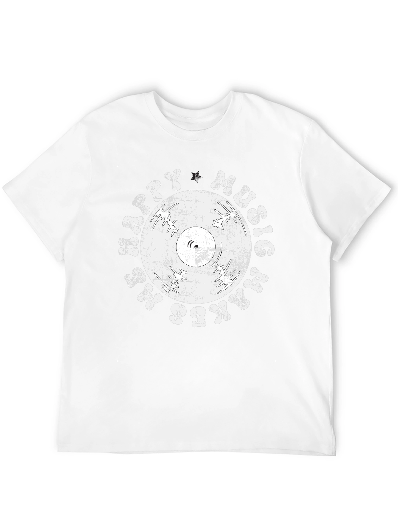 Black Retro Vinyl Music T-Shirt: Happy Music Makes Me Happy! view 12