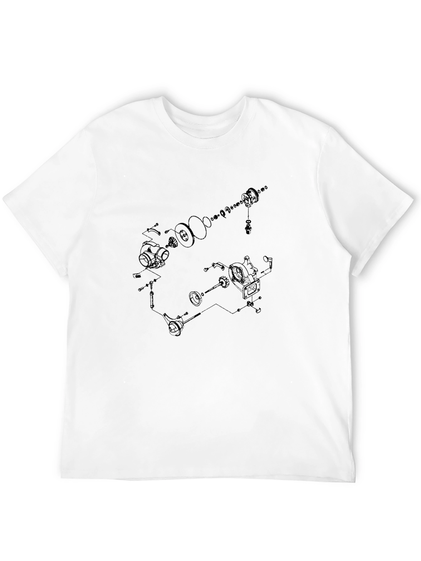 Black Technical Diagram Graphic Tee - Black Cotton T-Shirt view 12