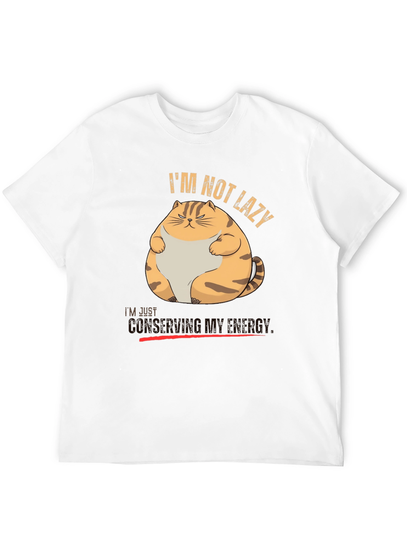 Black I'm Not Lazy Funny Cat T-Shirt view 12