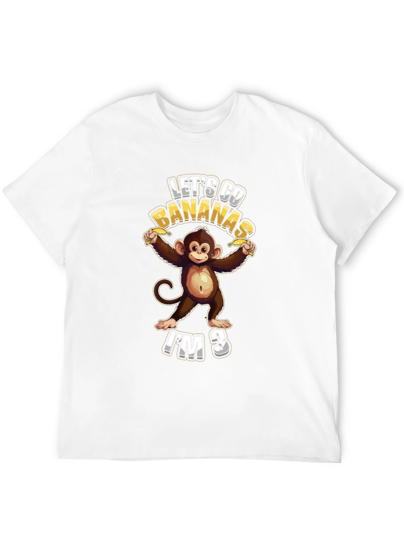 Black Let's Go Bananas I'm 3 T-Shirt view 12