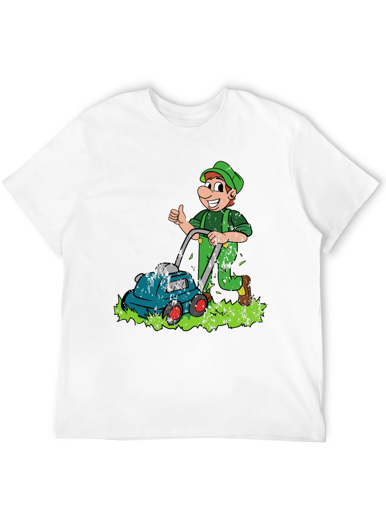 Black Funny Lawn Mower Cartoon Graphic T-Shirt view 12