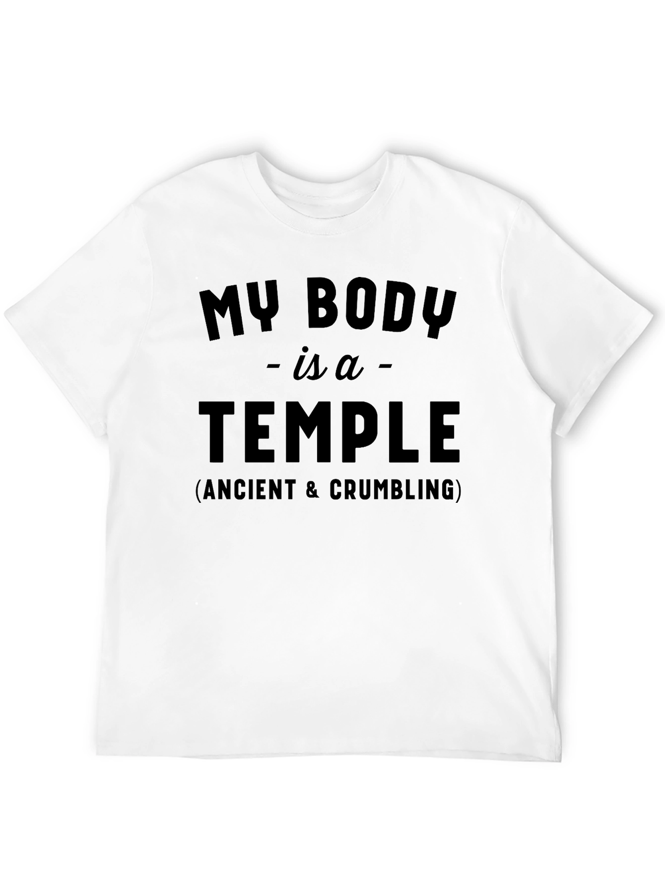 Black Funny My Body is a Temple Men's Black T-Shirt view 12