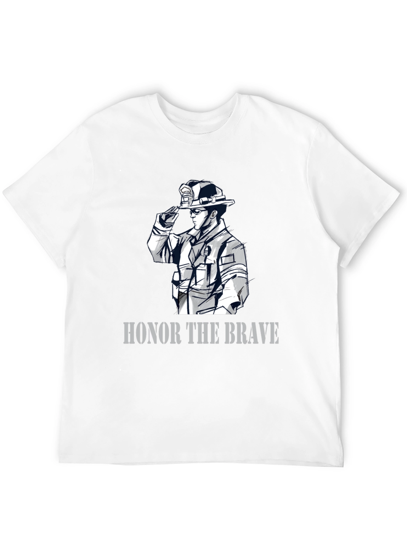 Black Honor The Brave Firefighter Graphic T-Shirt view 12