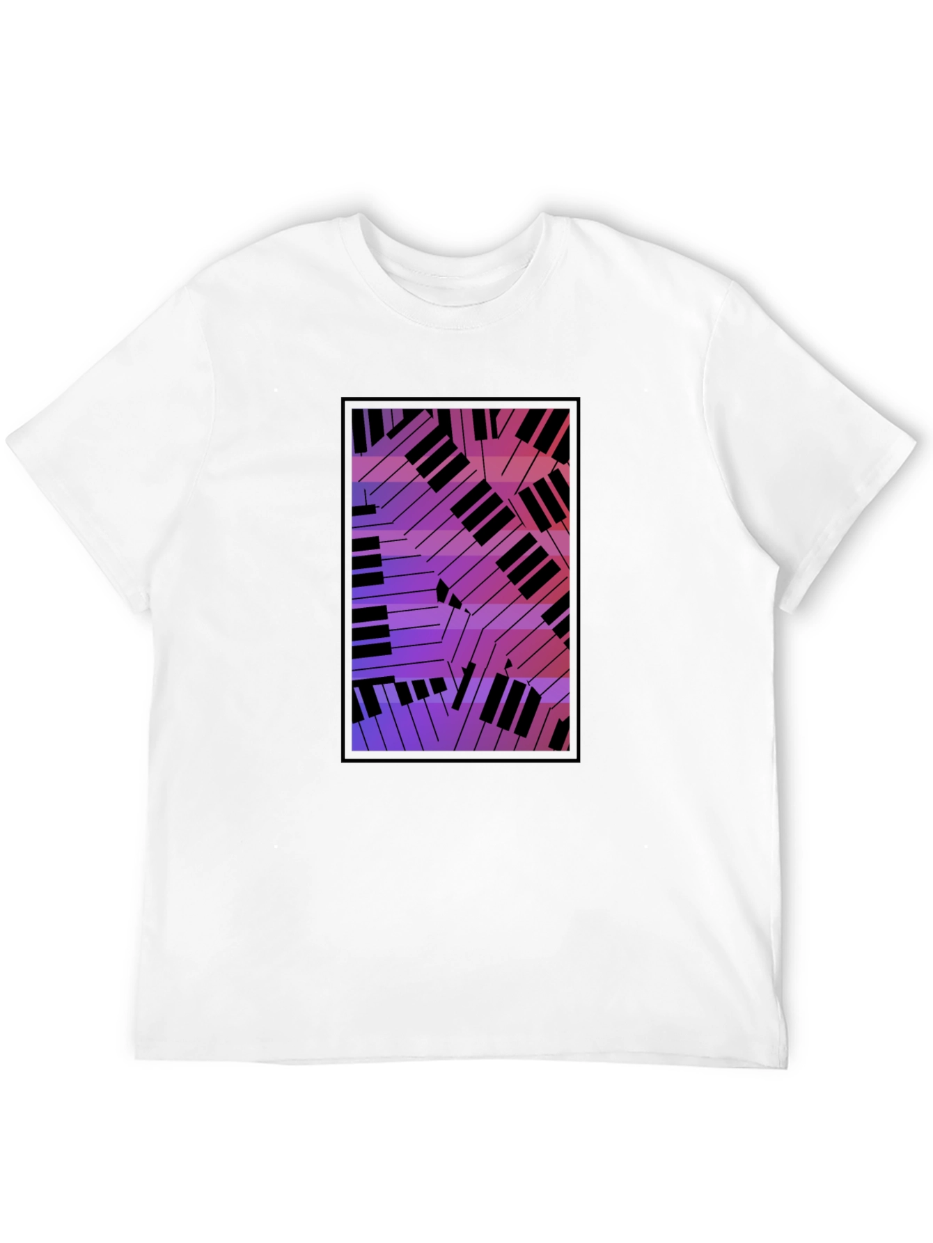Black Abstract Piano Keys Graphic Black T-Shirt view 12