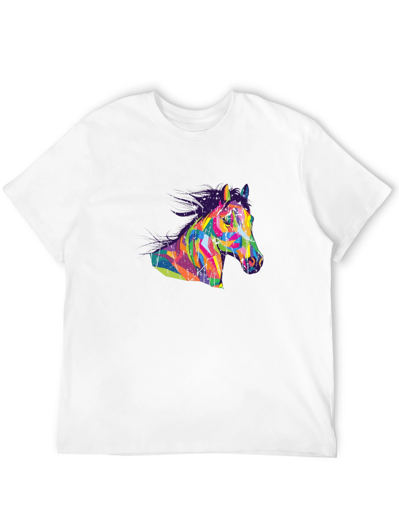 Black Abstract Horse Graphic Tee - Men's Black T-Shirt view 12