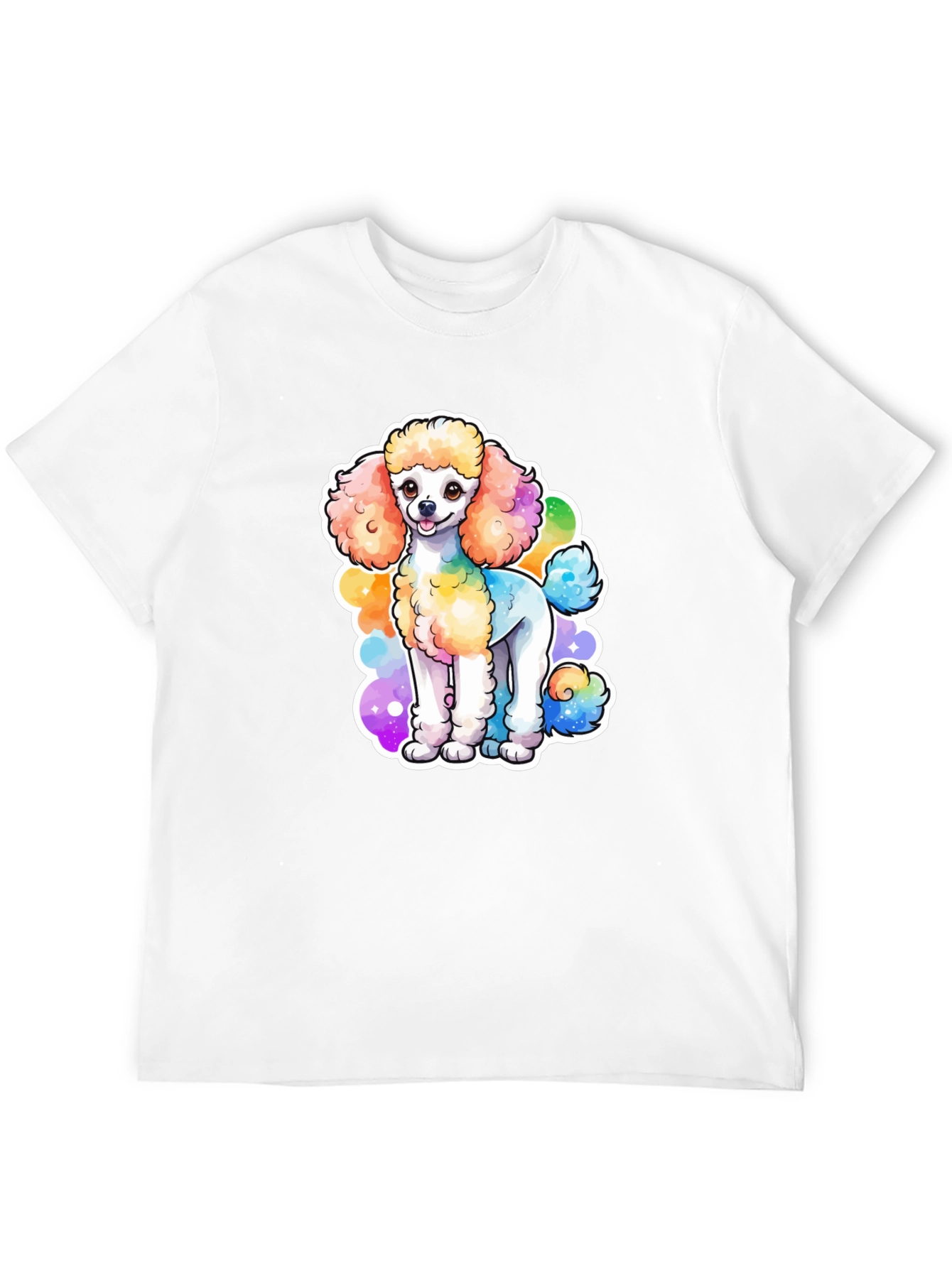 Black Rainbow Poodle Graphic Black T-Shirt view 12