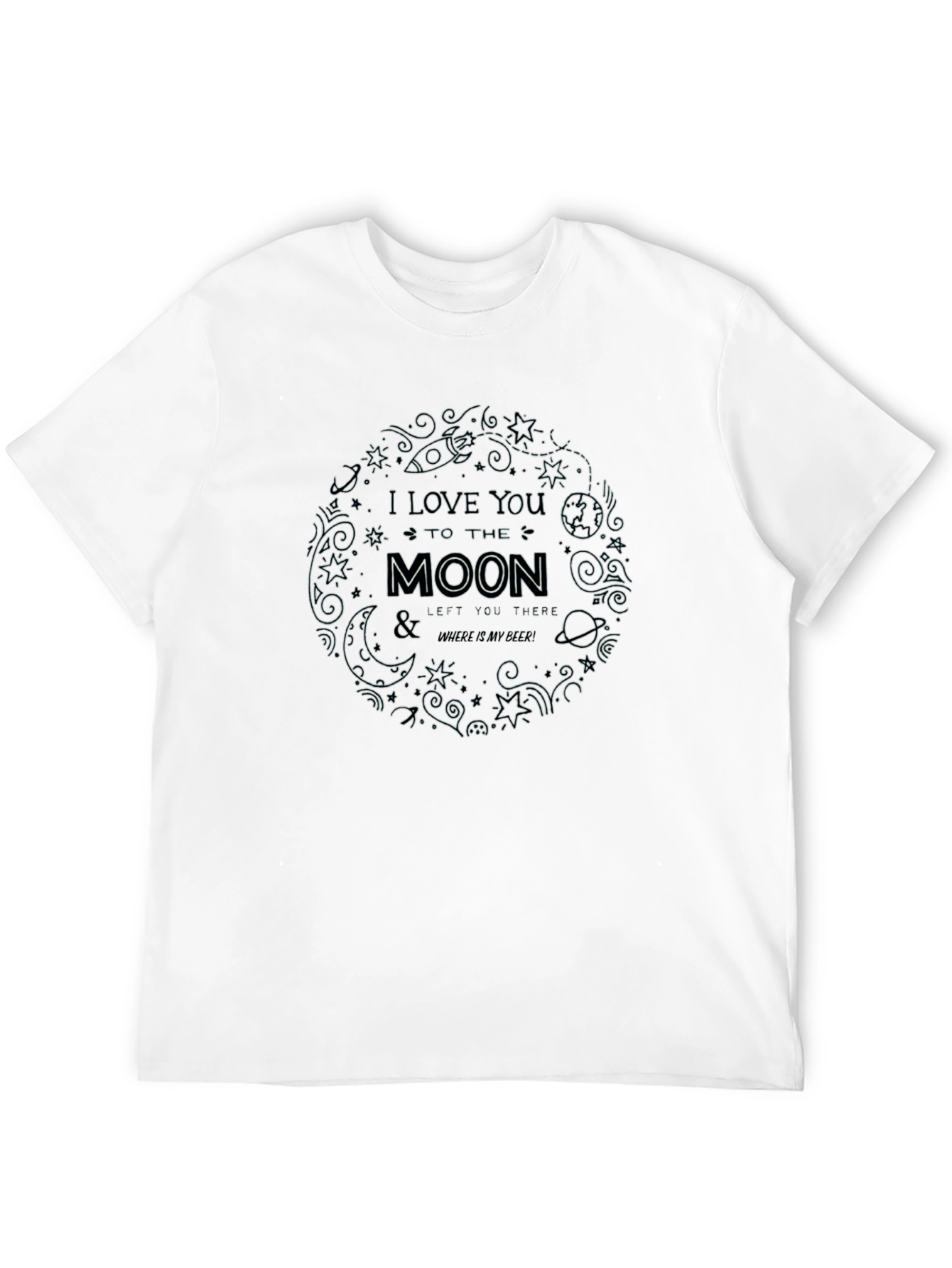 Black I Love You to the Moon Graphic Tee - Black Crew Neck view 12