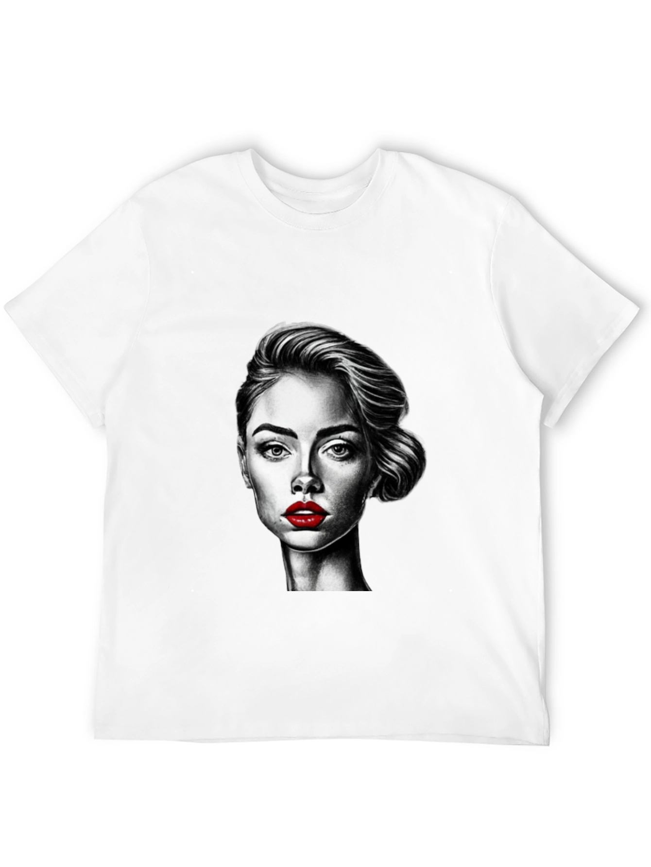 Woman Portrait Graphic Tee - Stylish Black T-Shirt - 12