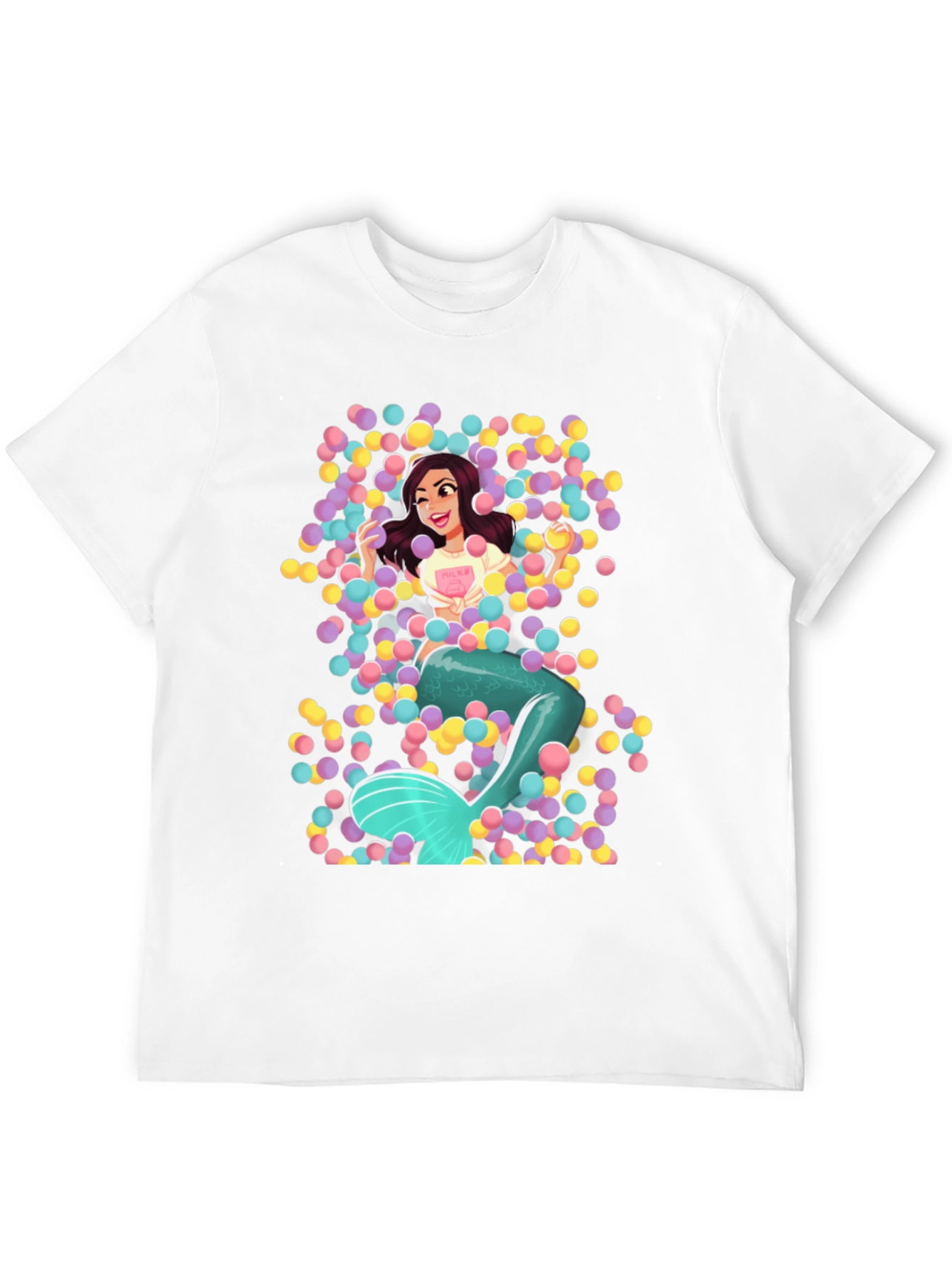 Black Mermaid in Ball Pit Graphic Tee - Fun Novelty T-Shirt view 12