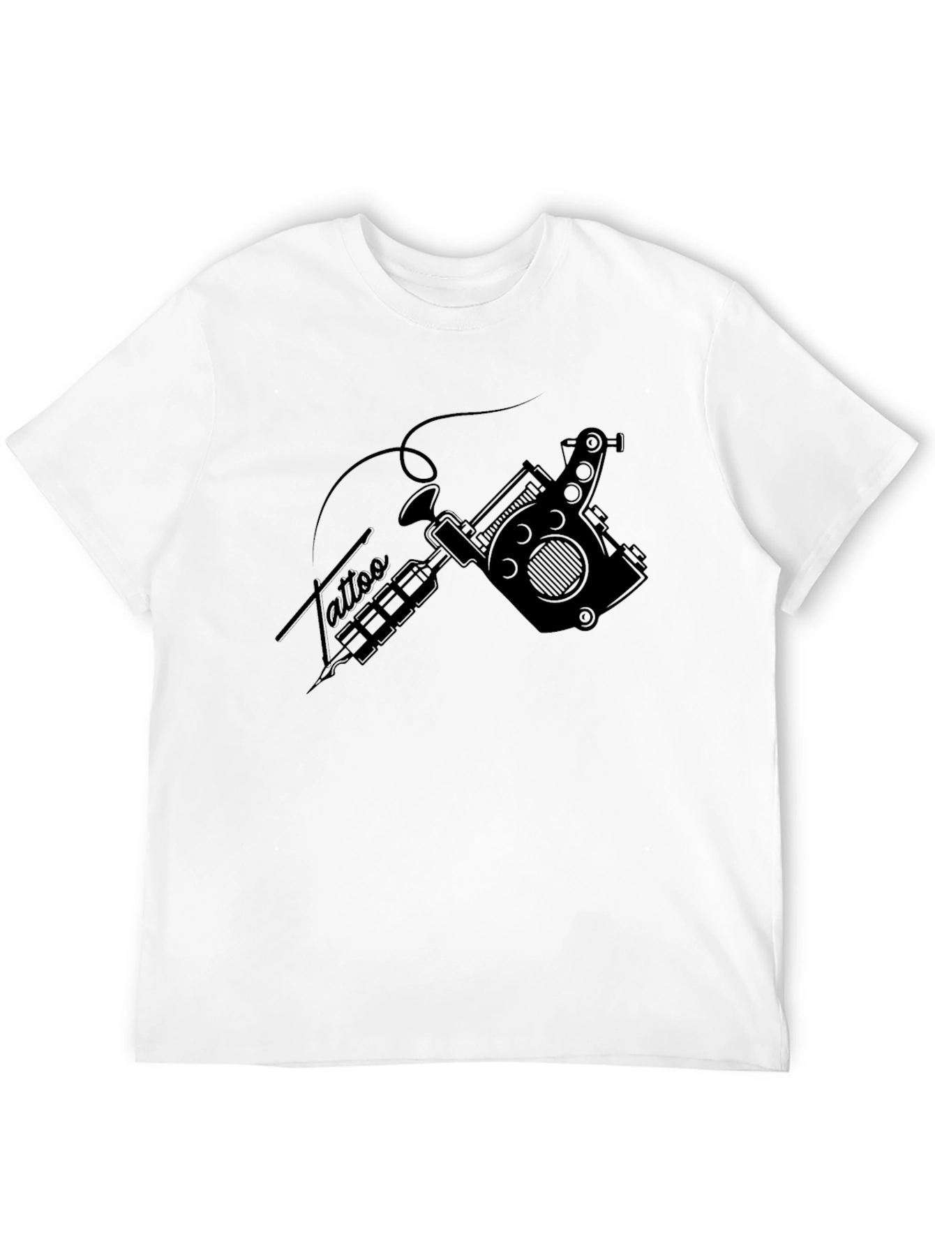 Black Tattoo Gun Graphic Tee - Black Cotton Casual Shirt view 12
