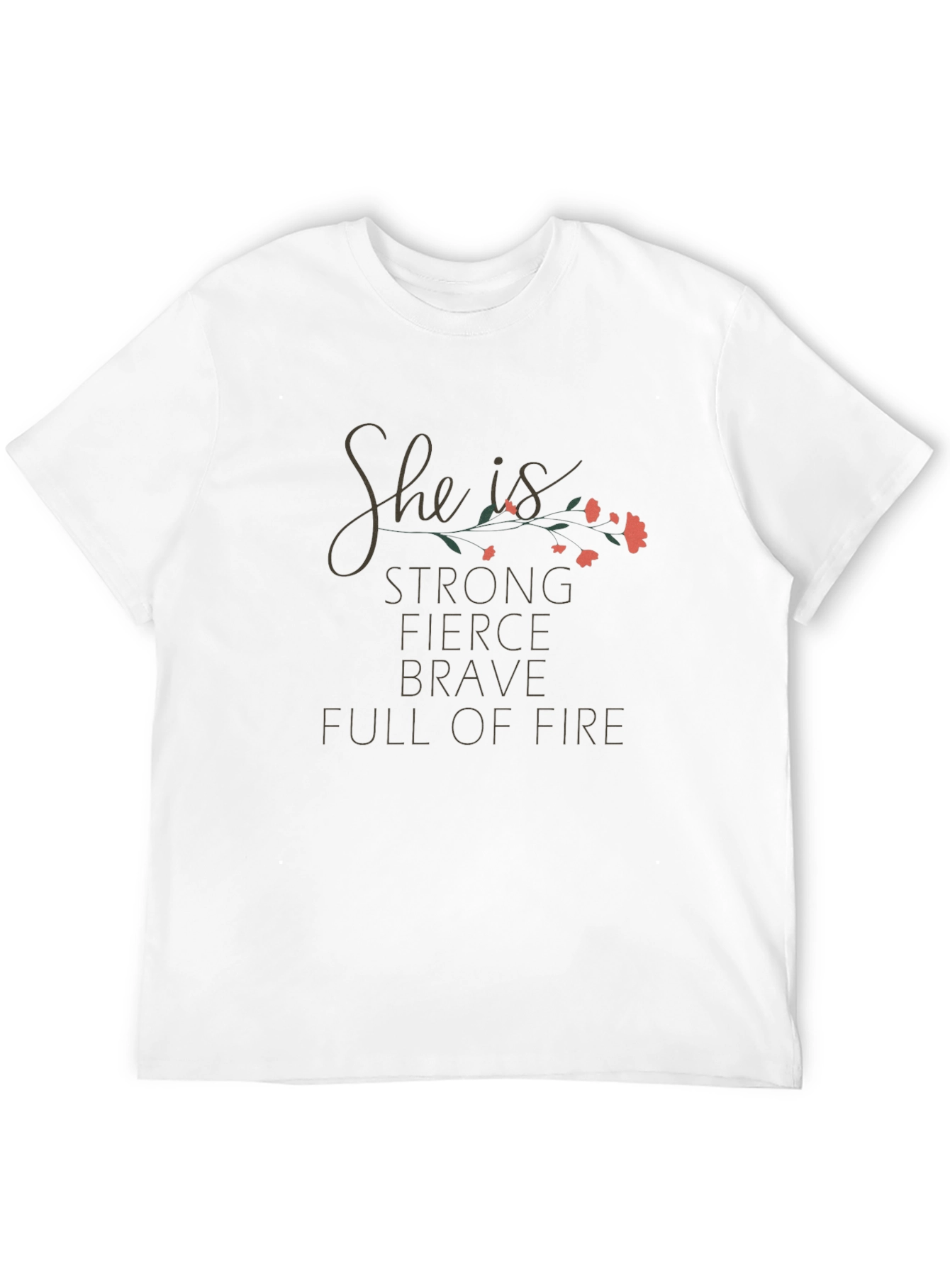 Black She is Strong T-Shirt - Floral Design view 12