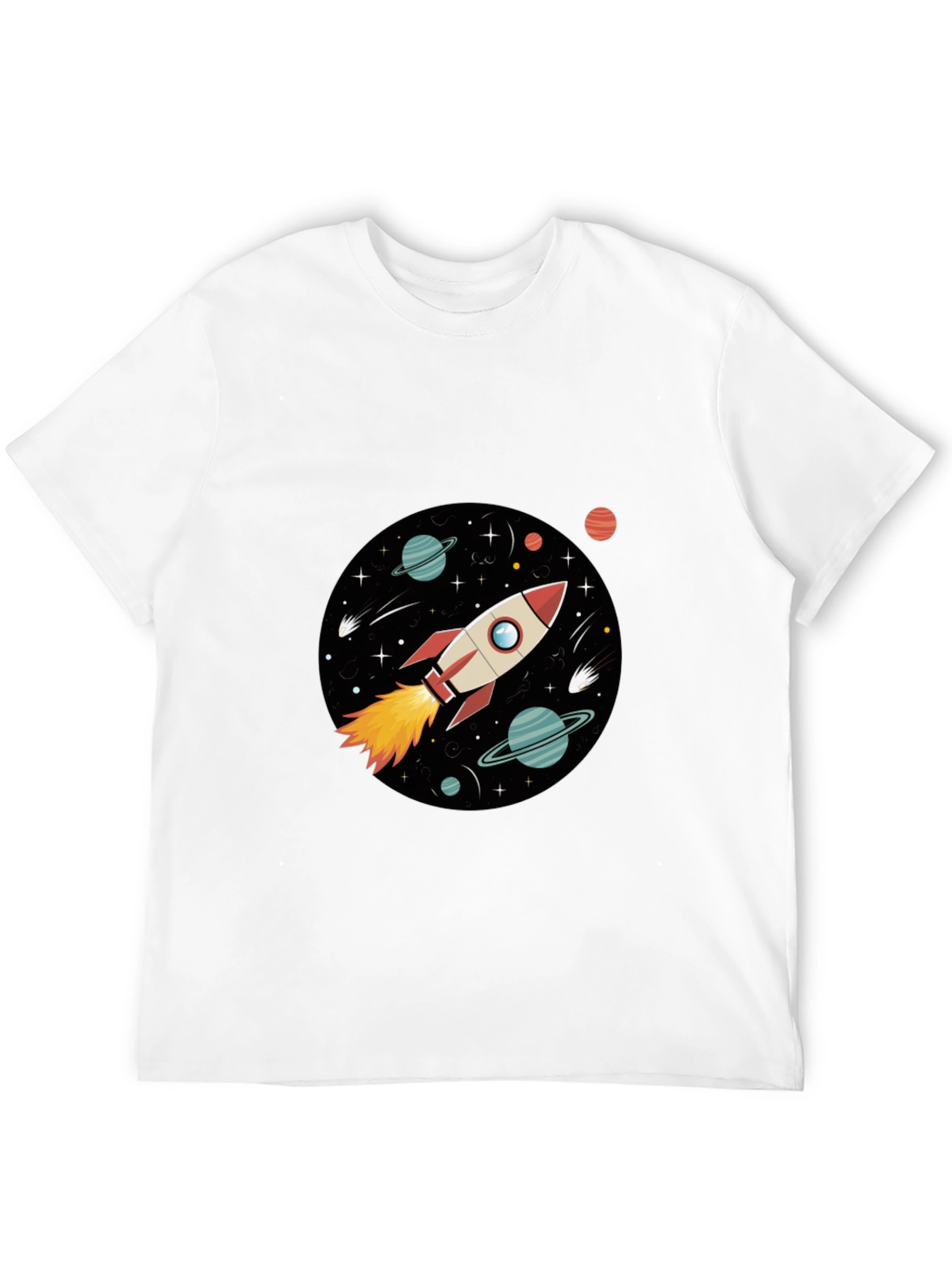 Black Space Rocket Graphic Black Tee view 12