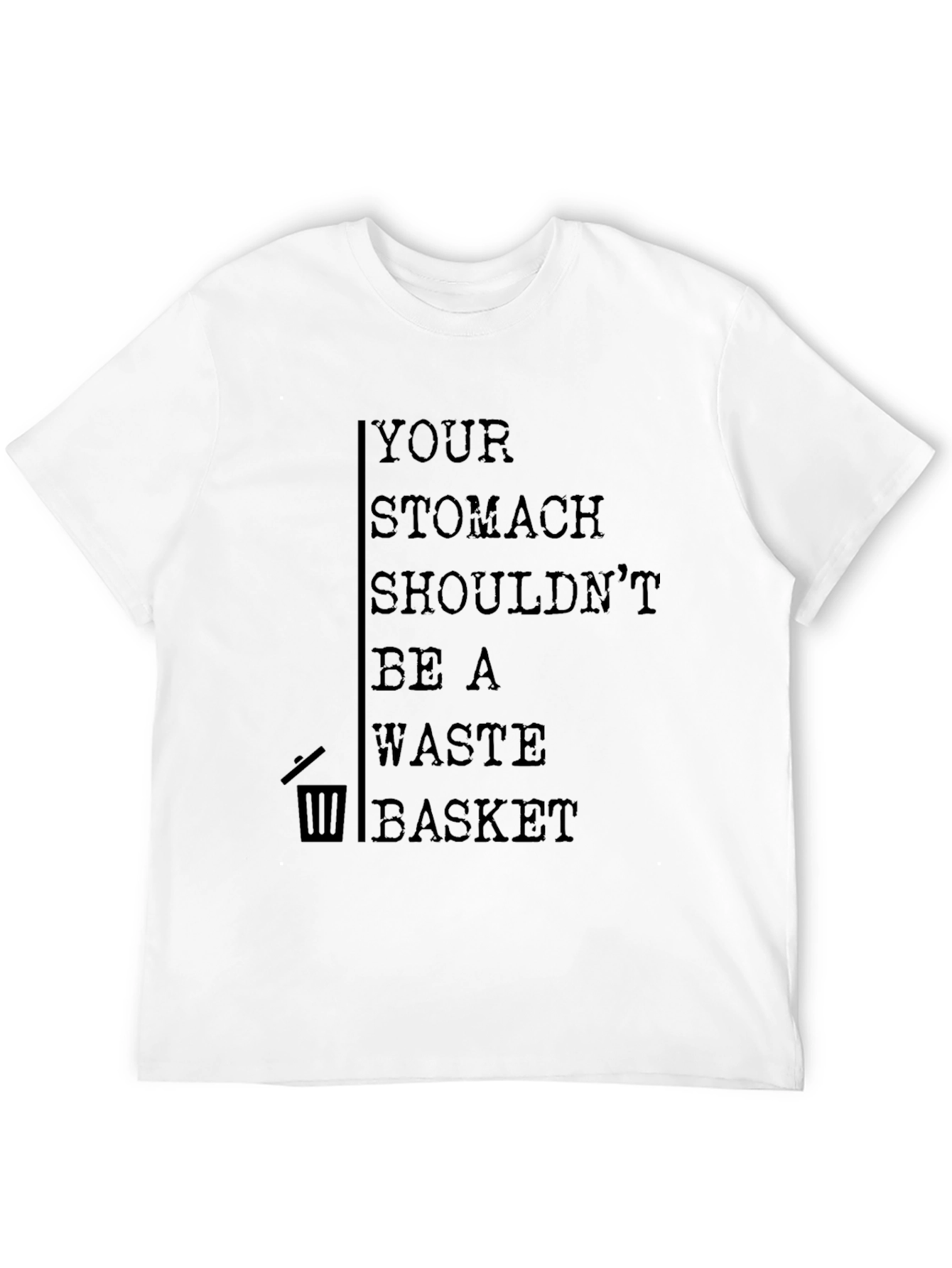 Black Humorous Stomach Waste Basket Graphic Tee view 12