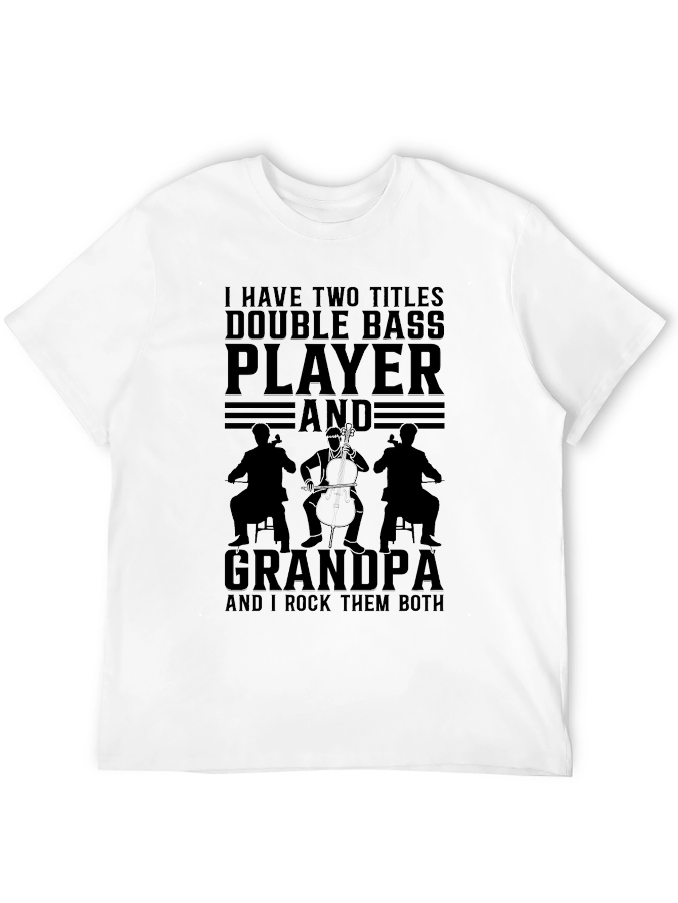 Black Double Bass Player Grandpa T-Shirt view 12