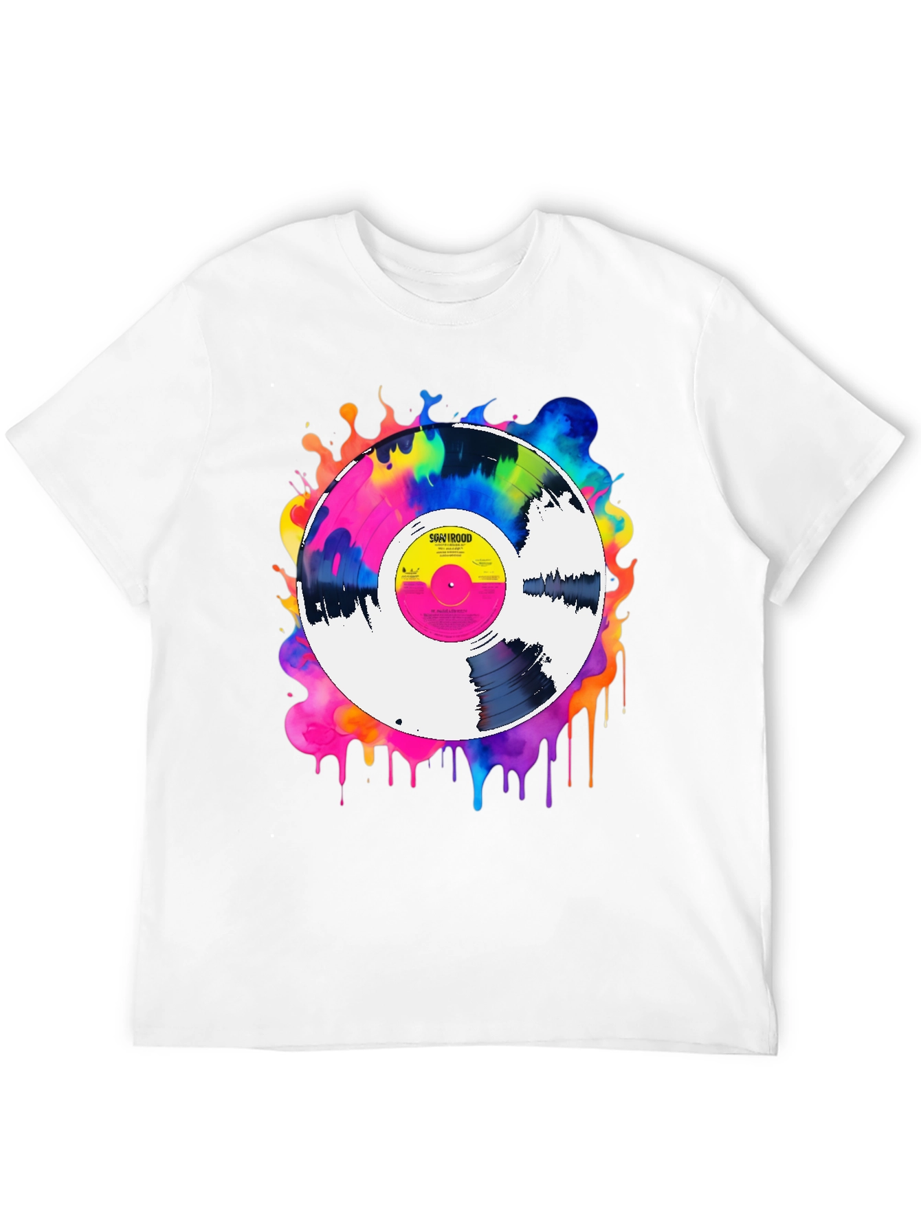 Black Colorful Vinyl Record Graphic Tee - Music Lover T-Shirt view 12