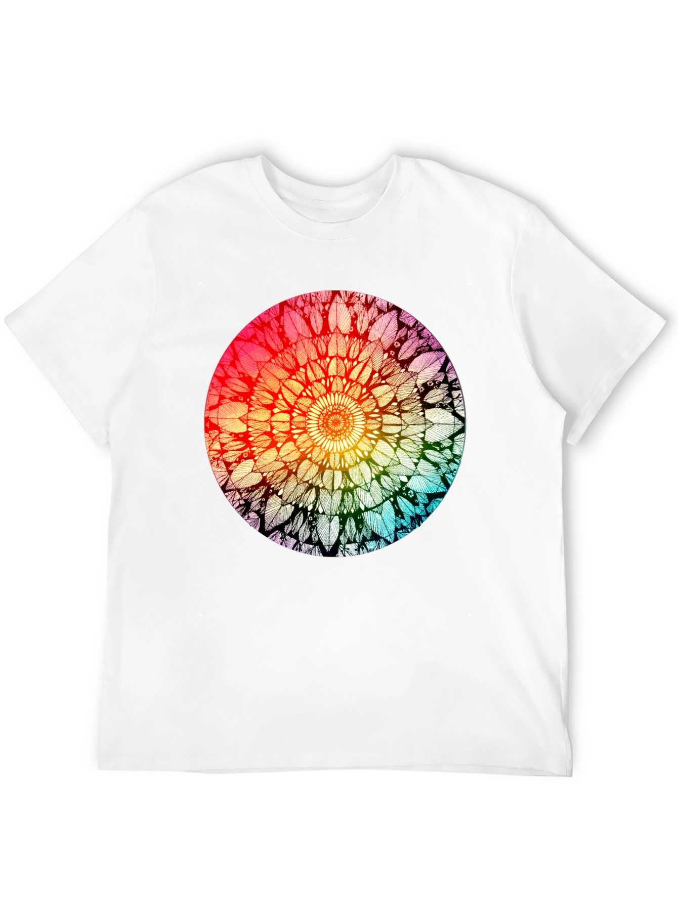 Black Rainbow Mandala Graphic T-Shirt - Unisex view 12