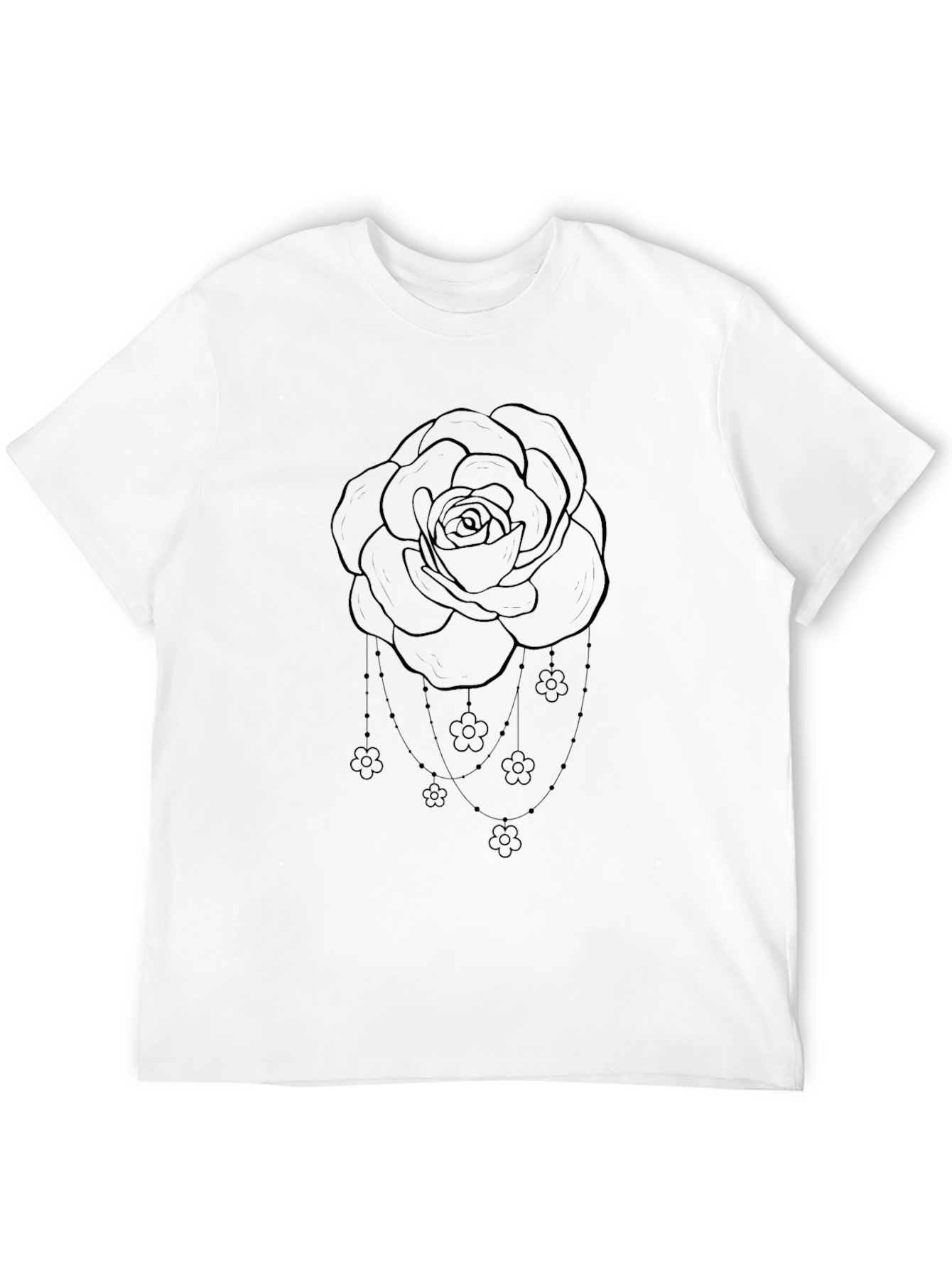 Black Elegant Rose Graphic Tee - Black Cotton Blend view 12