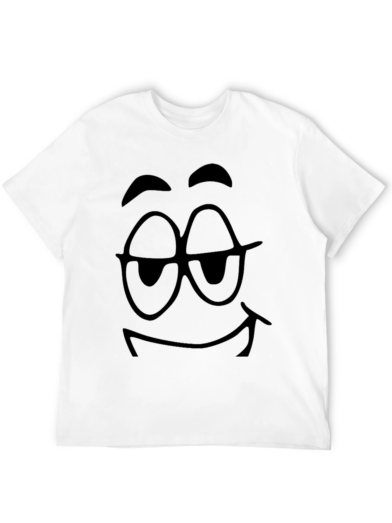 Black Funny Smirking Face Black T-Shirt view 12